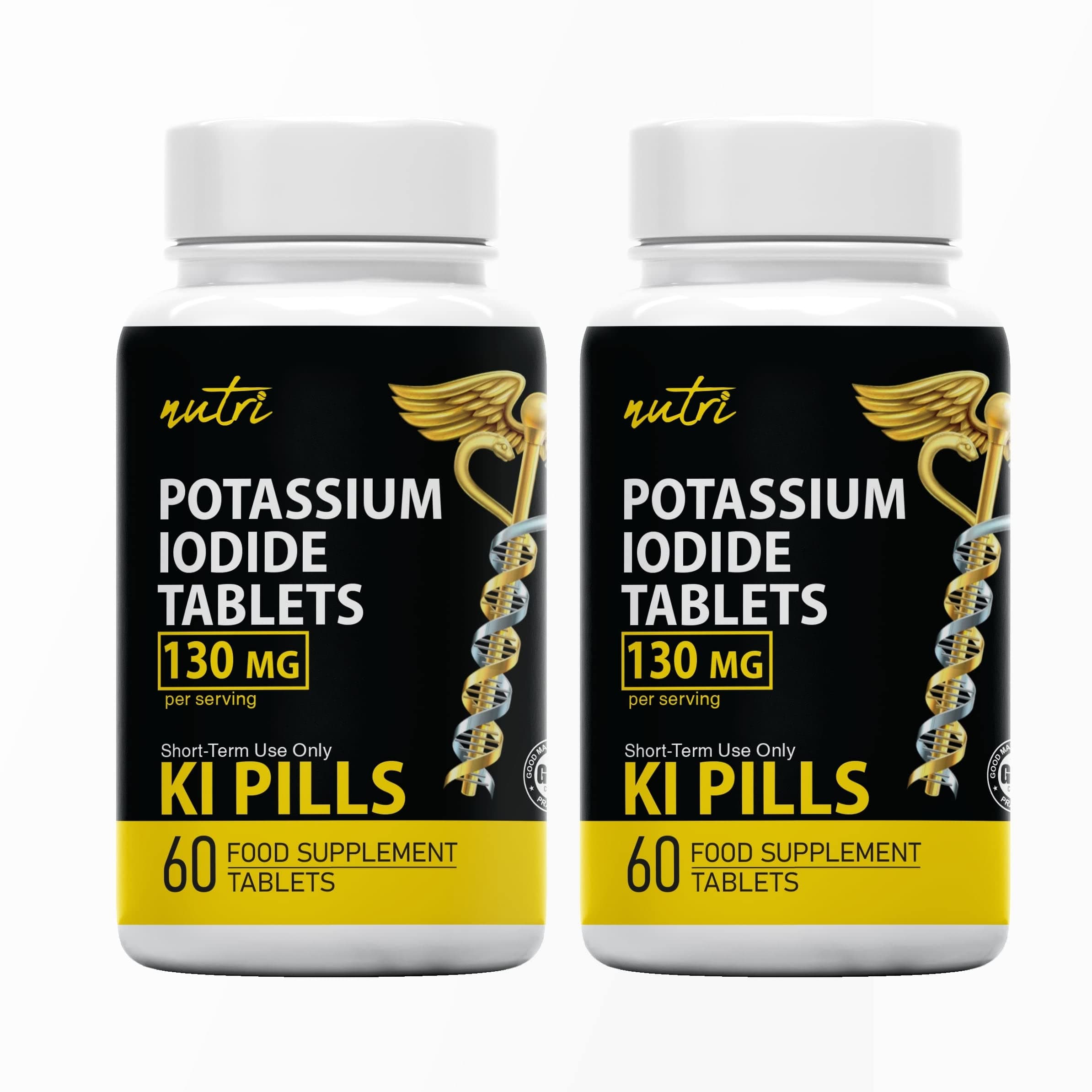 Potassium Iodide Radiation Tablets 130 mg (2 Pack) - (120 Tablets) EXP 10/2032 - Ki Pills Potassium Iodine Tablets for Radiation - Potassium Iodine Pills YODO Naciente, Anti Nuclear Fallout Pills