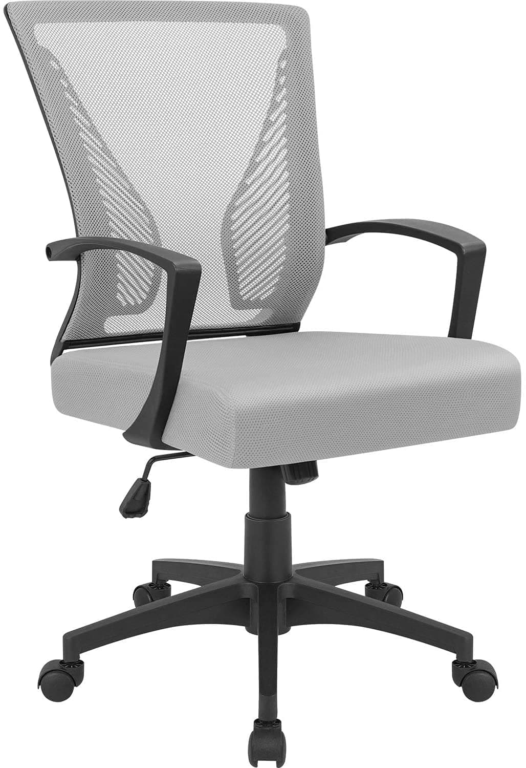 Ergonomic Grey Office Clearance Mesh Computer Lumbar Support Mid Back Study Desk Modern Executive Task Chair Cheap Adjustable Swivel, 19.8" x 19.8" x 38.8" (KVC-7504)