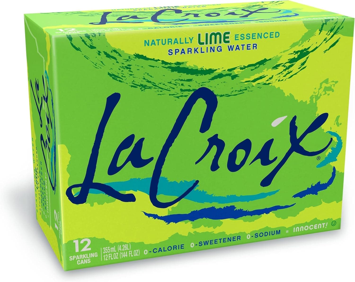 La Croix Naturally Essenced | 0 Calorie | 0 Sweetener | 0 Sodium | Lime Sparkling Water 355ml (Pack of 12)