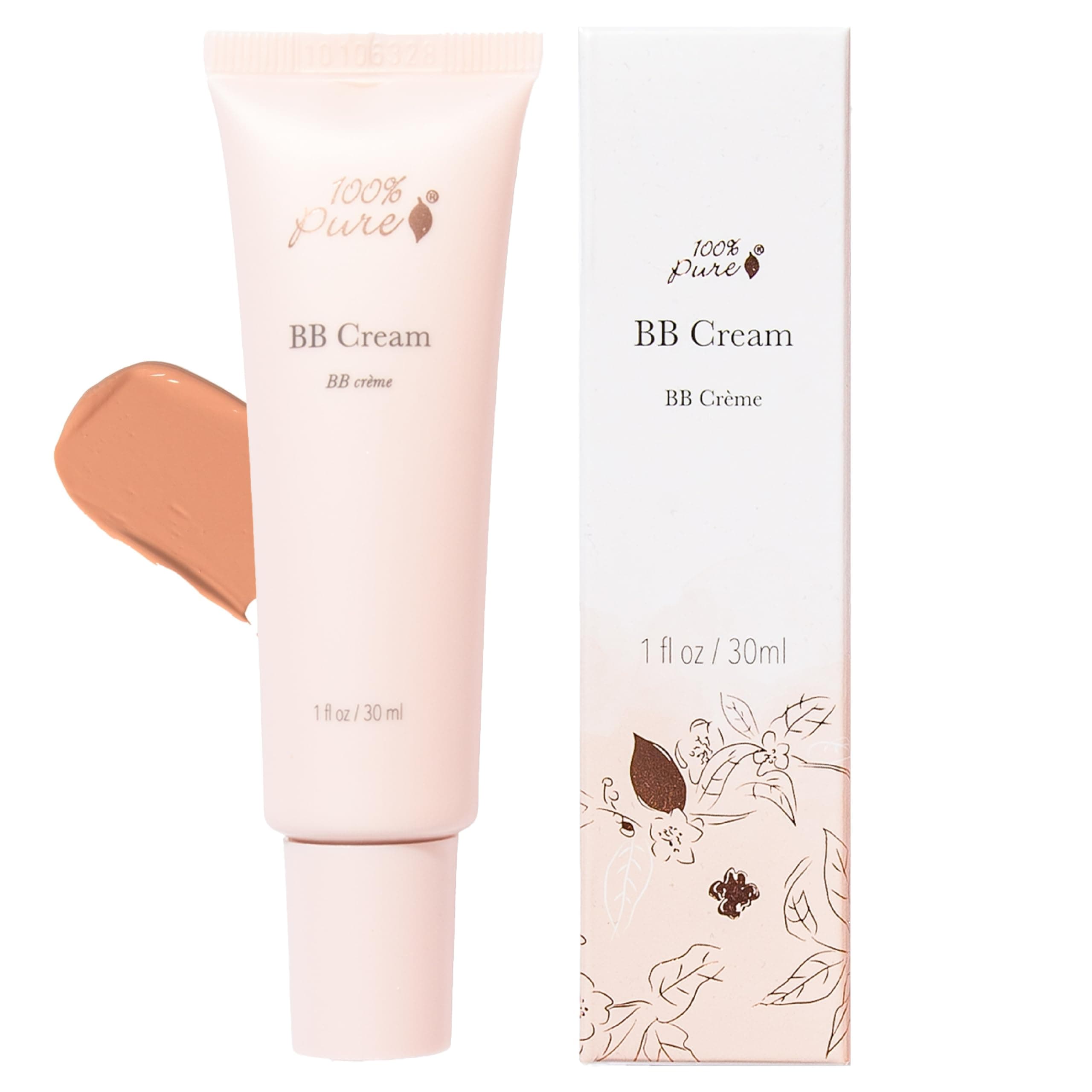 100% PURE BB Cream Shade 20 Aglow Full Face Coverage Skin Care & Glow - All-In-One Primer Concealer & Foundation Makeup - Shimmery, Dewy Youth Medium Color w/Warm Undertone - Vegan - 1 Fl Oz
