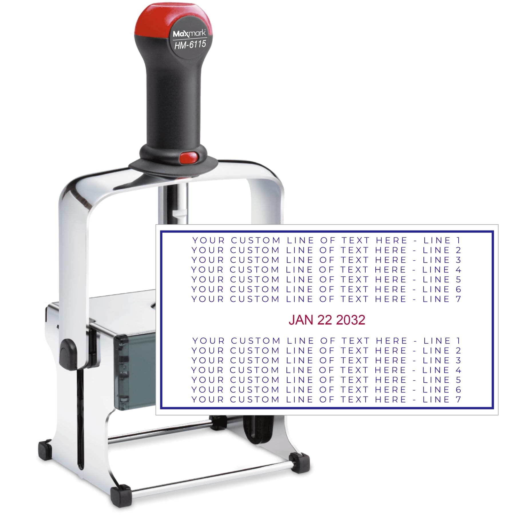 MaxMark Super Heavy Duty Date Stamp with 14-Line Custom Text – The Largest Custom Text Date Stamp on The Market - 6115 - Choose from Many Font and Color Options