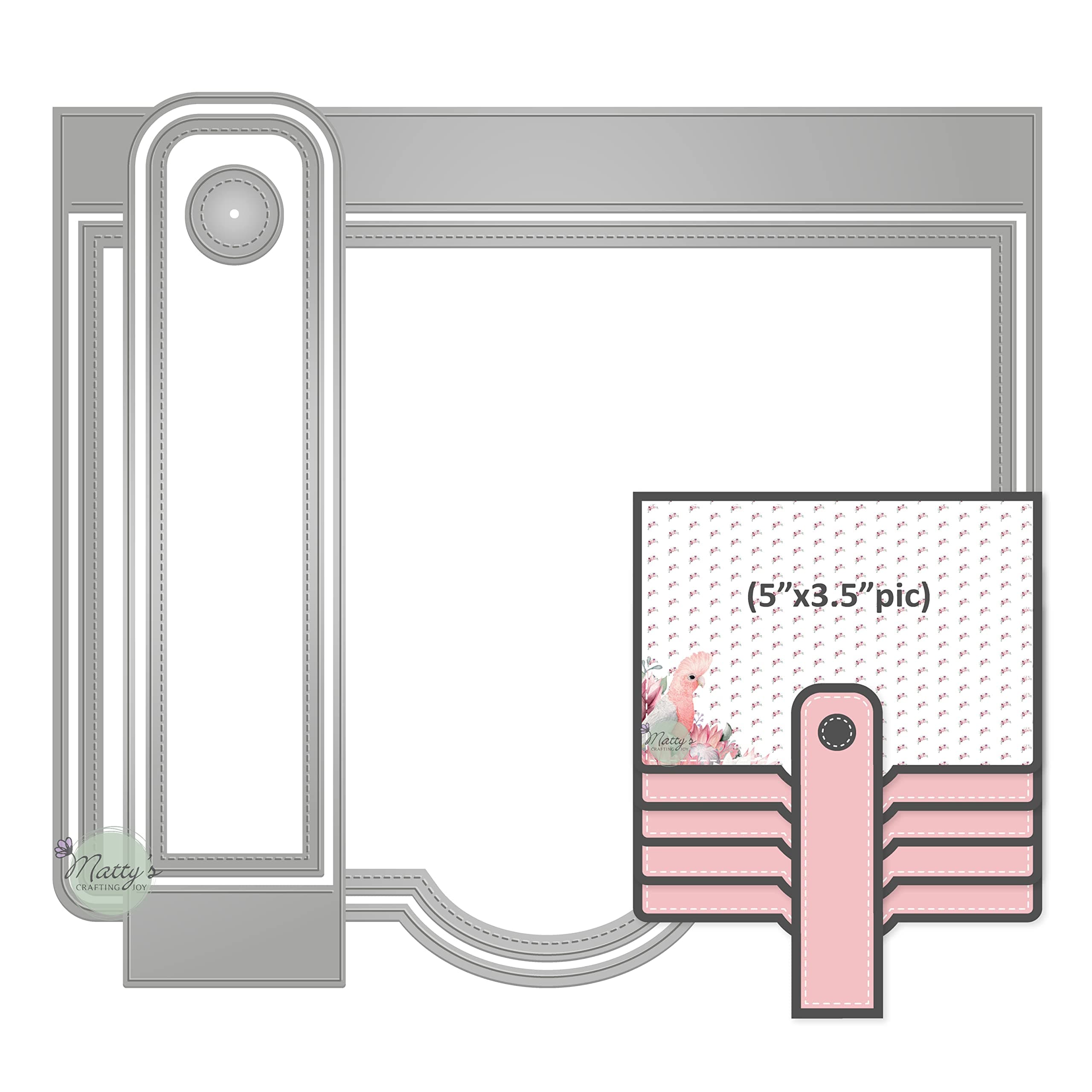 - Matty’s Crafting Joy Rectangular Waterfall Flap Die Cut Set of 5, Nesting Metal Cutting Dies for Scrapbook Albums and Journals, Paper Crafting, Scrapbooking Supplies