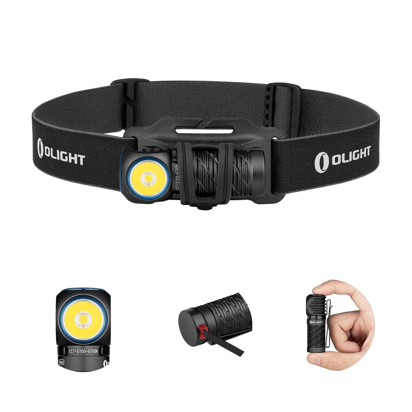 Perun 2 Mini Headlamp 1100 Lumens LED Head Flashlight, Rechargeable Headlight with Red Light Option, Great for Working, Hiking, Camping and Climbing (Black Cool White: 5700~6700K)