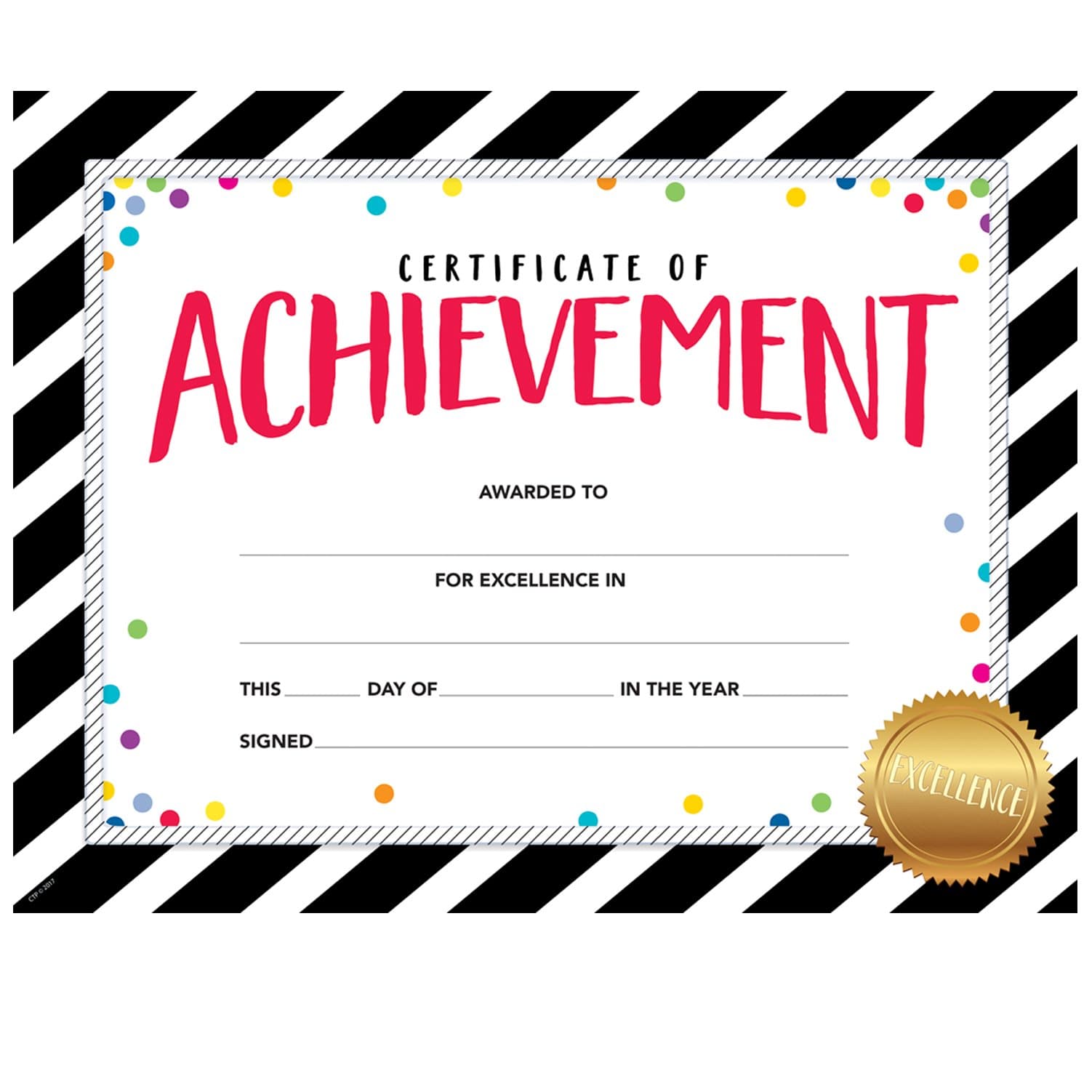 Creative Teaching Press Award Incentive Bold & Bright Certificate of Achievement, Large (2564)