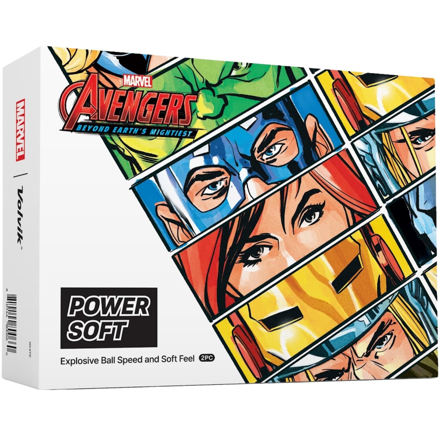 2024 Powersoft Marvel Dozen (12 Pack) of Superhero Golf Balls Including Iron Man, Thor, The Hulk and Captain America, White