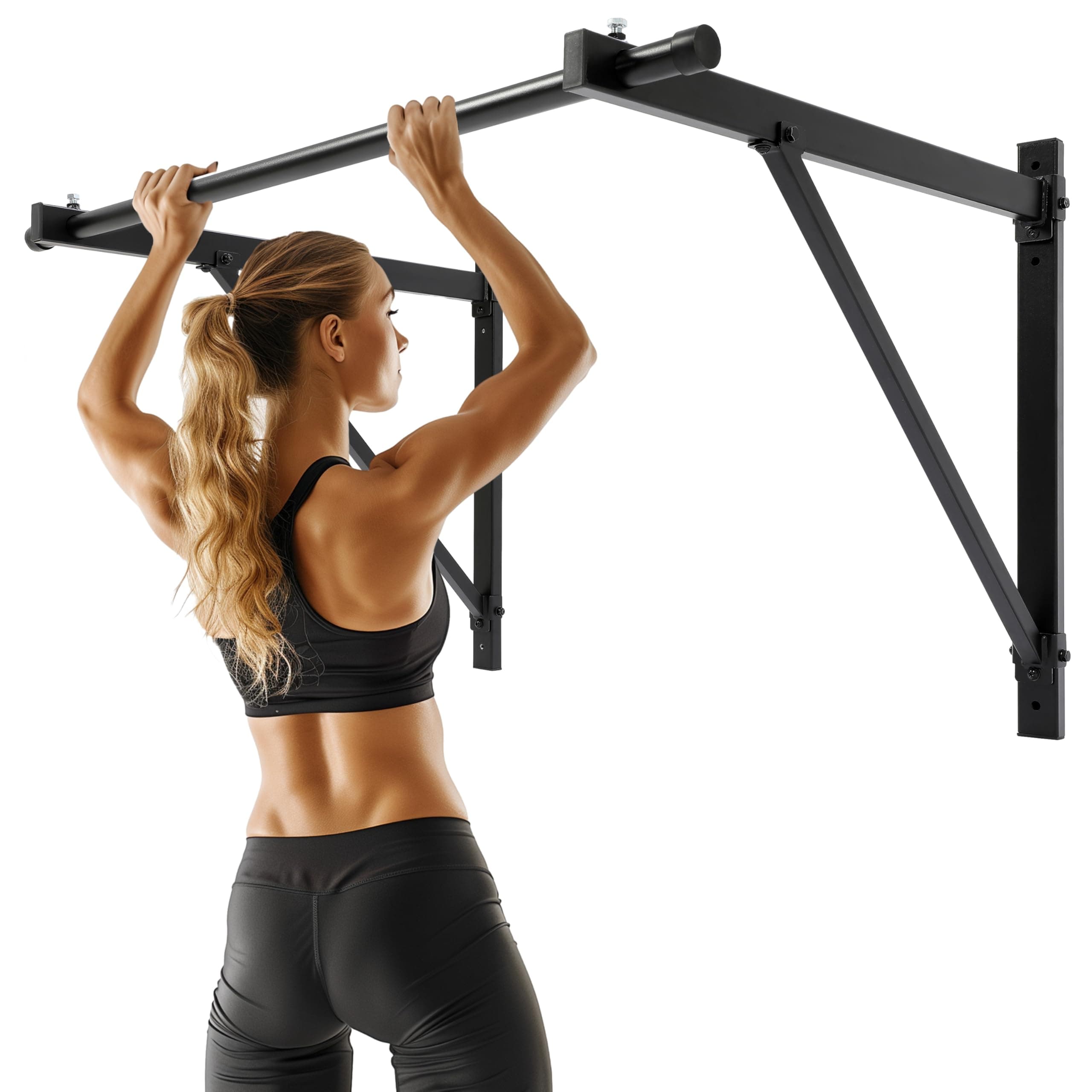 ECOTRIC 46'' Wall Mounted Pull Up Bar Chin up Bar Doorway Exercise Bar Upper Body Gym Workout Bar Heavy Duty Training Fitness Home Heavy Duty 500lbs