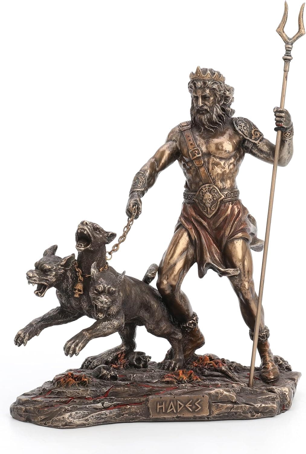 Hades Holding Staff With Cerberus Statue