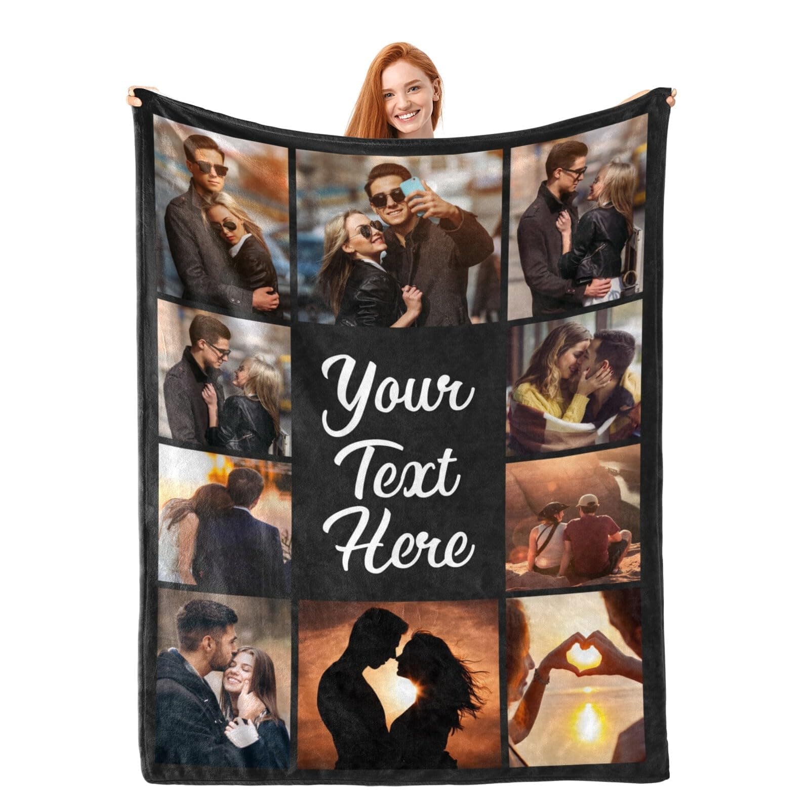 inkArts Custom Blanket Throws with Photos Text Personalized with Picture Customizable, Customize for Mom, Dad, Couple, Girlfriend, Boyfriend, Husband & Wife