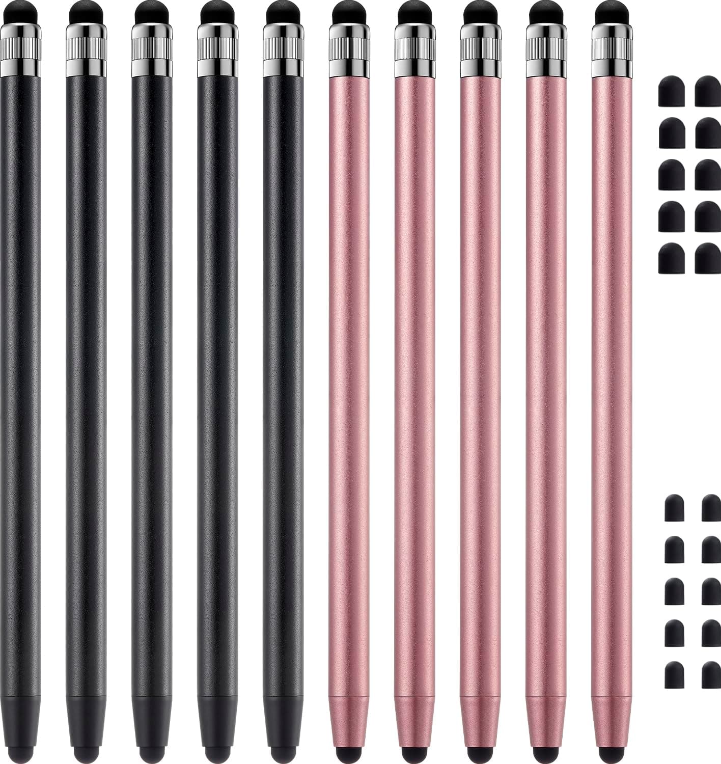 Stylus Pen for Touchscreen, 10pcs High Sensitivity and Precision Stylus Pen for iPad iPhone Android Compatible and All Touch Screens (Black/Rose Gold)