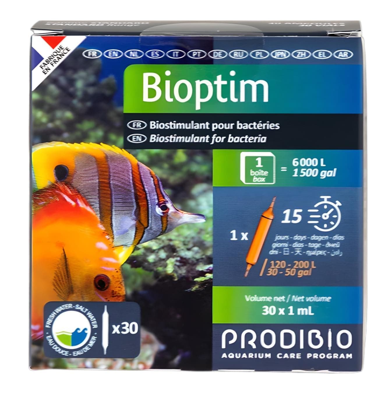 Prodibio Bioptim, Nutrients for Bacteria, Saltwater, 30/1 mL vials, 30 gal and up
