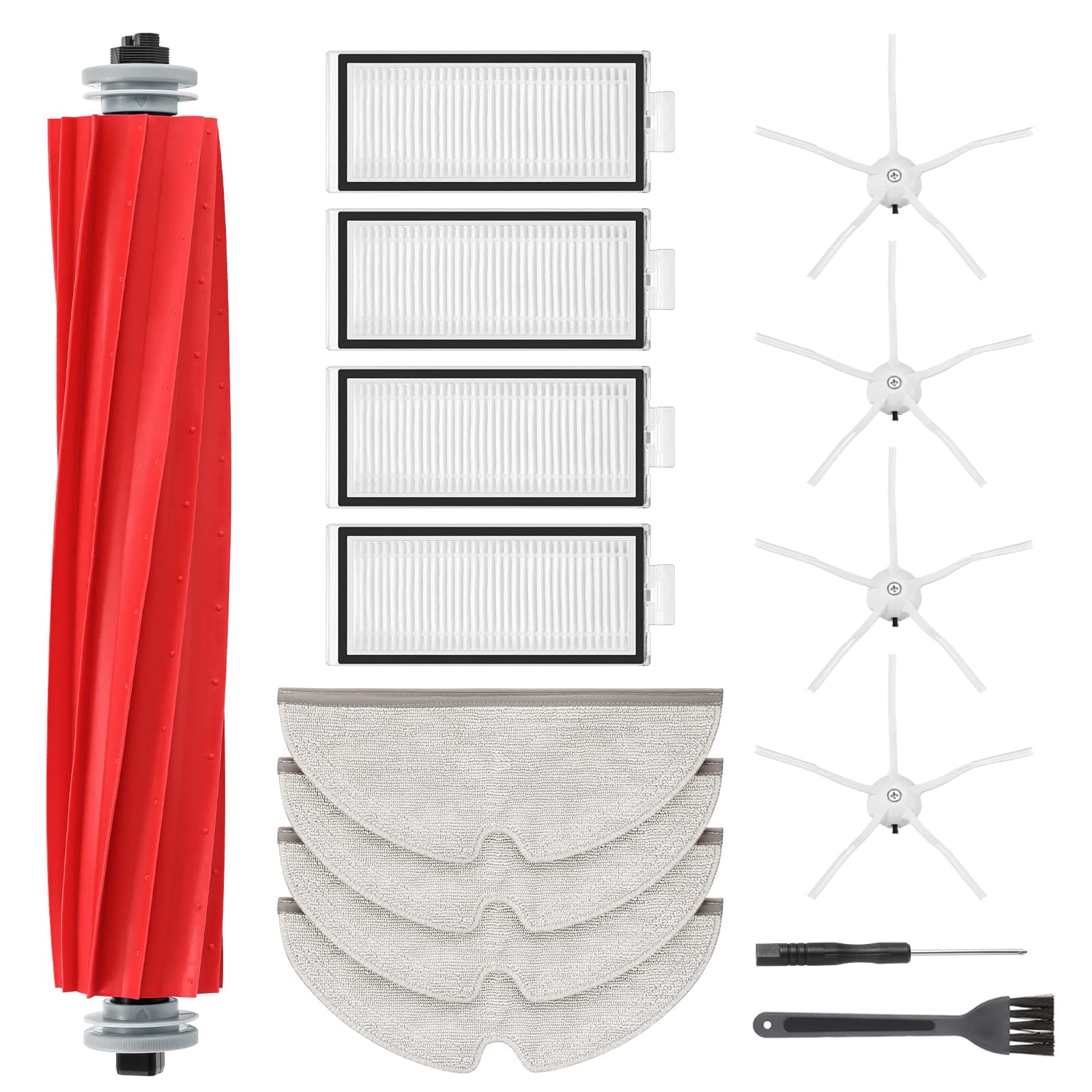 Q7 MAX Replacement Accessories Compatible with Roborock Q7 / Q7+/Q7 MAX / Q7 MAX + Vacuum Cleaner, 1 Main Brush, 4 Filters, 4 Wipes, 4 Side Brushes, 1 Brush Cleaning Tool - for Roborock Q7 Max