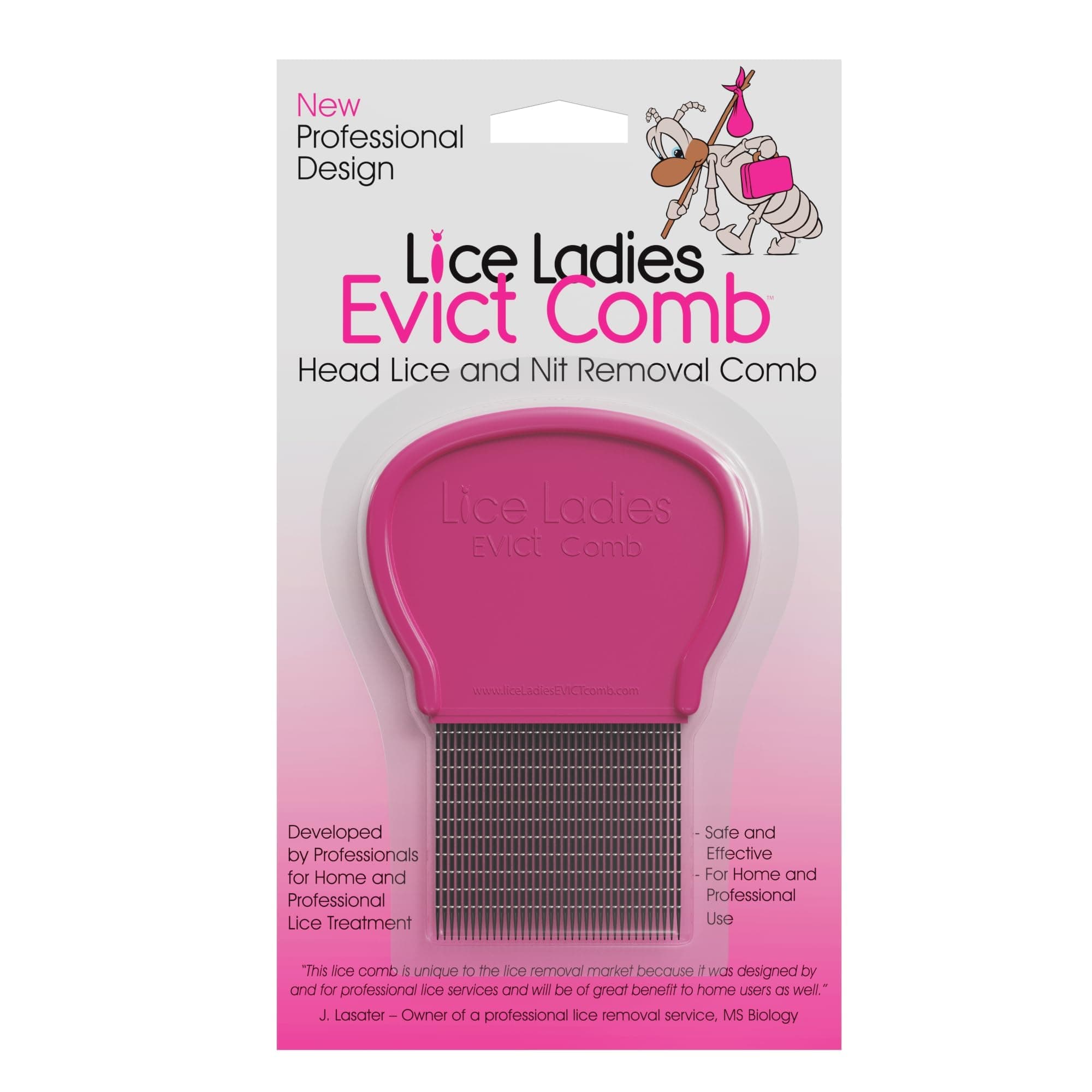 Lice and Nit Comb by Lice Ladies - Efficient Lice and Nit Removal | Lice Comb Safe for All Types of Hair | Stainless Steel Teeth with Non-Slip Handle | Durable and Reusable
