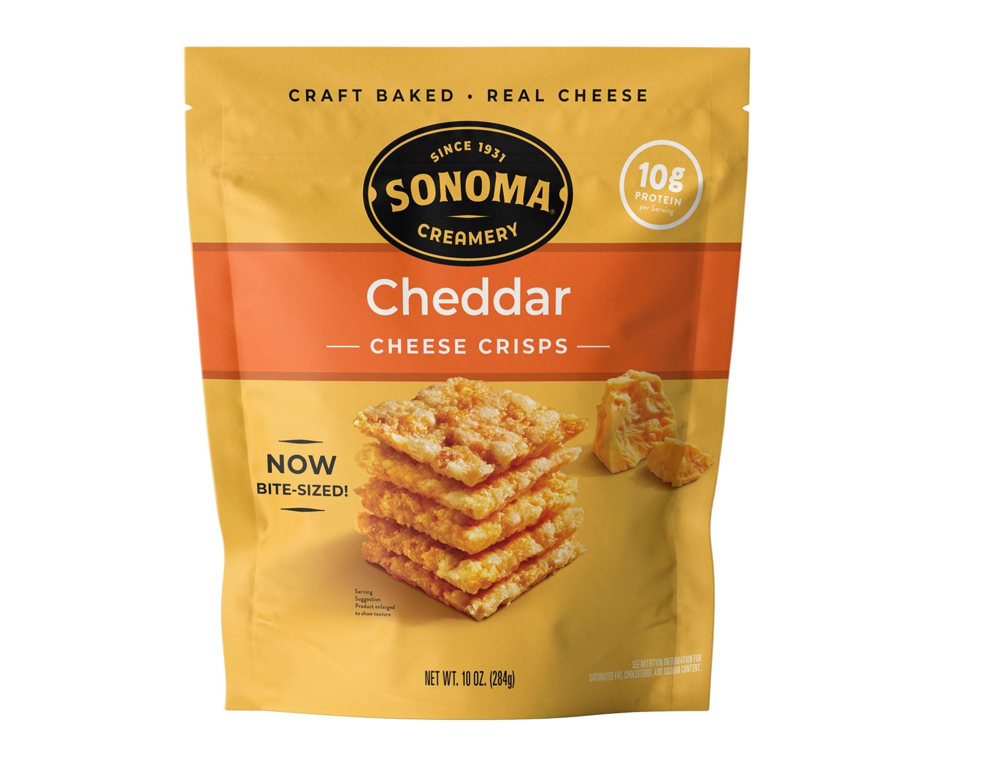 Sonoma Creamery Cheese Crisps - Cheddar Savory Cheese Cracker Snack High Protein Low Carb Gluten Free Wheat Free 10 Ounce (1 Count)