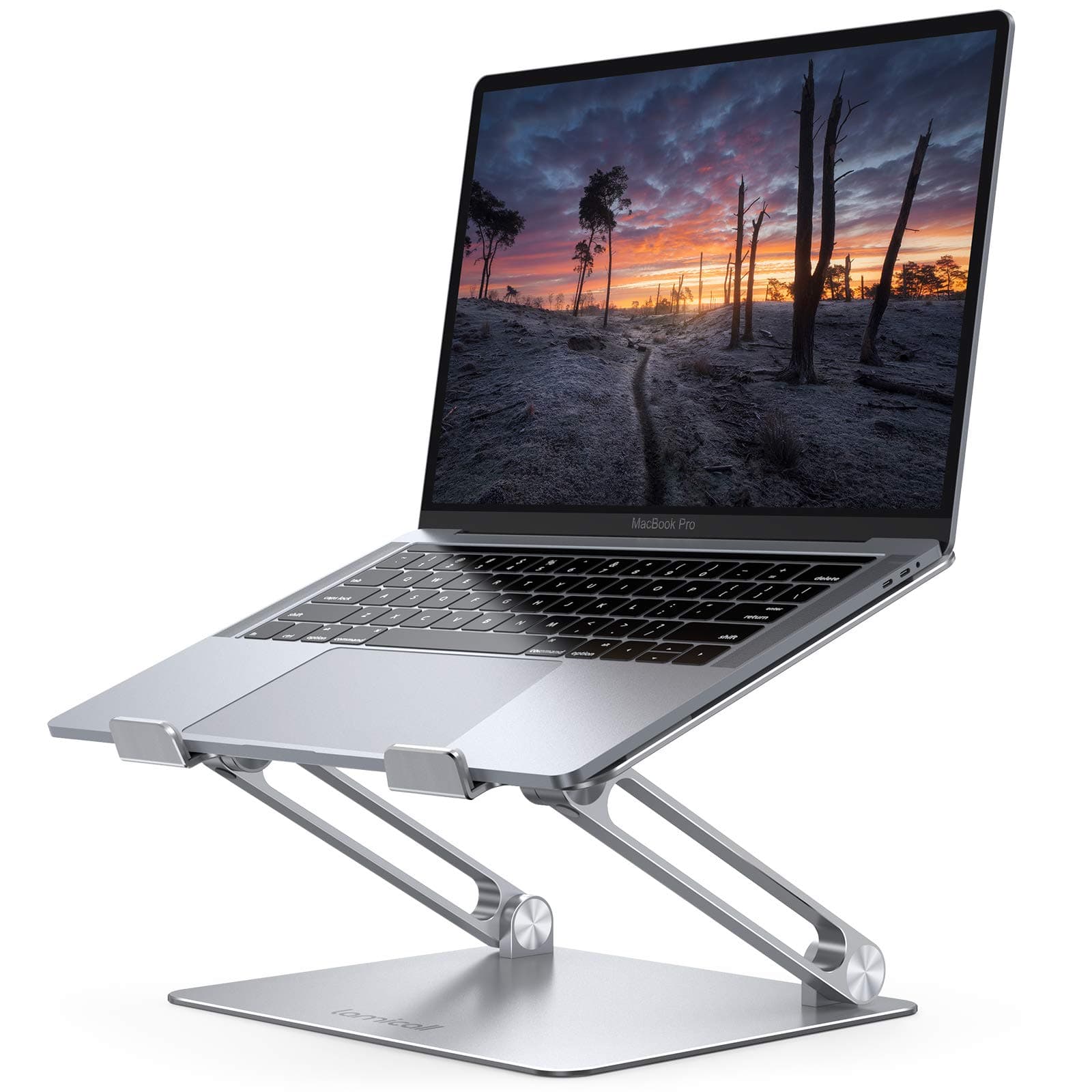 Laptop Stand Riser Portable - Foldable Height Adjustable Ergonomic Computer Notebook Stand Holder Lift for Desk, Compatible with MacBook Air Pro, Dell XPS, HP (10-17'') - Silver
