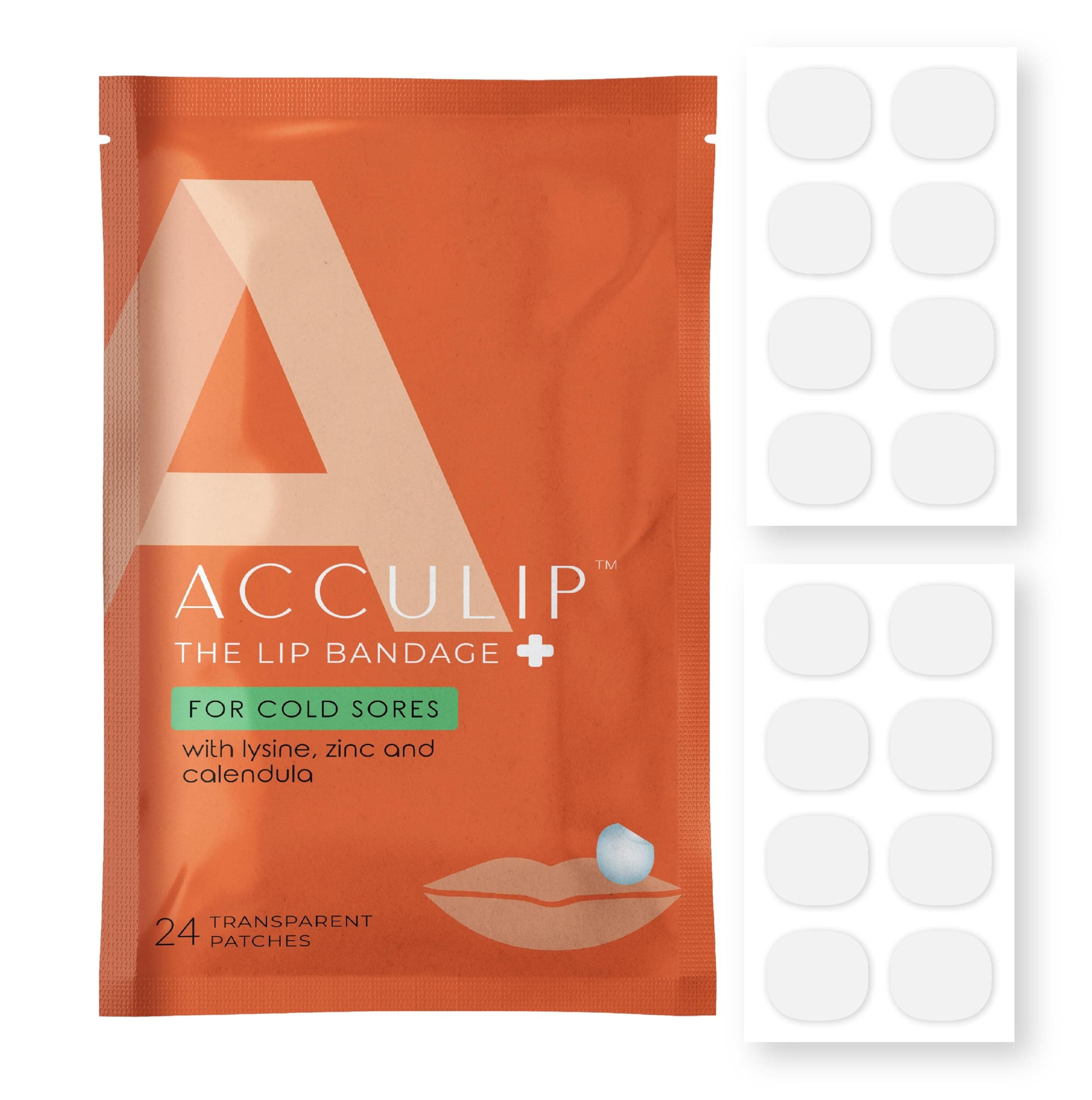 Acculip Cold Sore Patch Lysine Cold Sore Treatment for Lips, Lysine Lip Balm Alternative for Cold Sore Relief, Medicated Fever Blister Cold Sore Patch, L-lysine Cold Sore Treatment