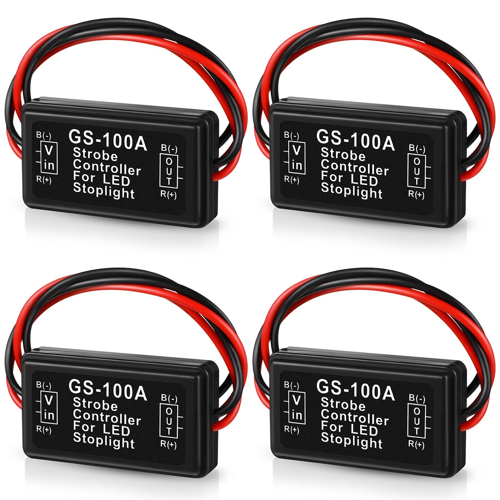 Frienda 4 Pieces Brake Light Flasher Strobe Tail Light LED Module Flash Strobe Controller for Motorcycles Cars Trucks 12-30 V