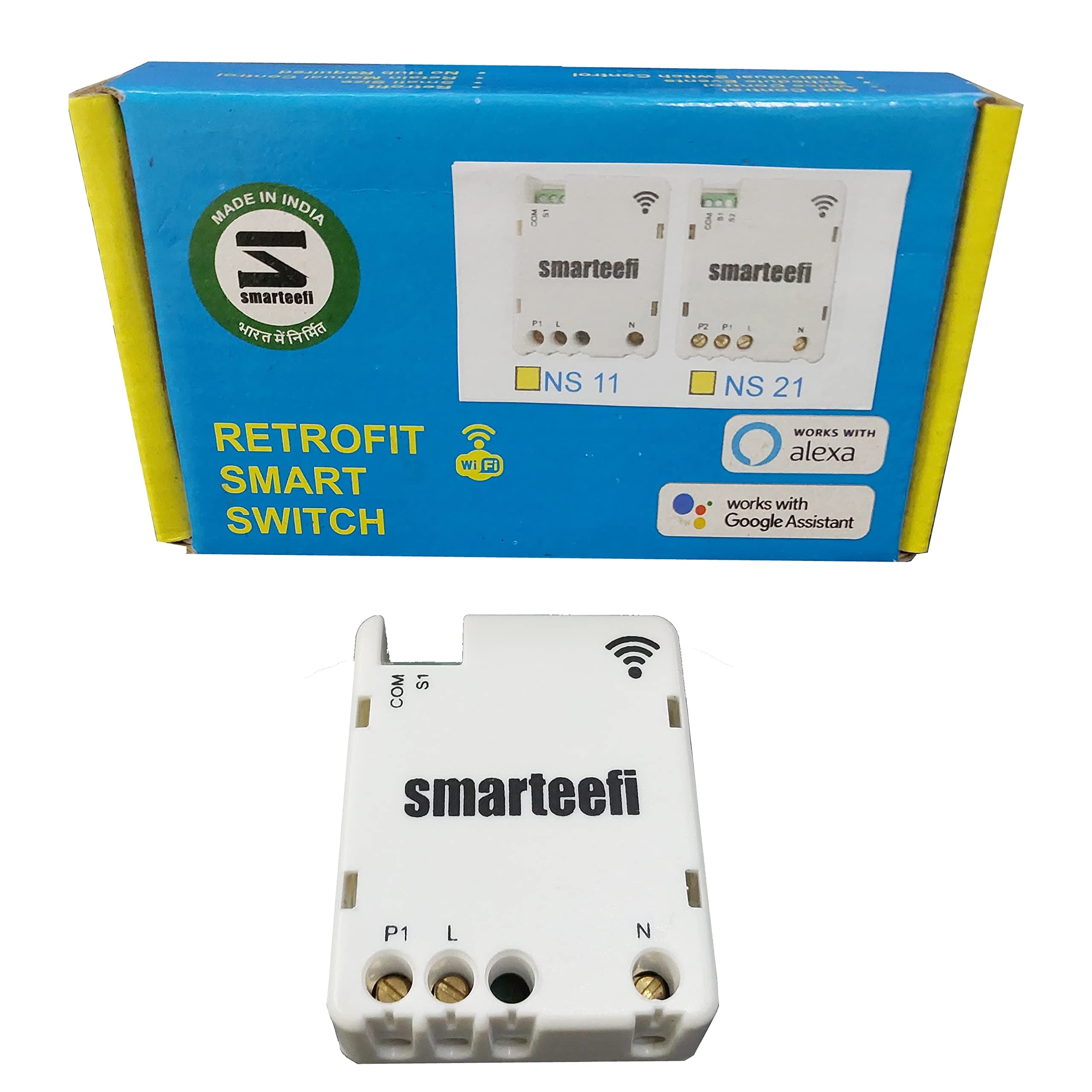 Smarteefi WiFi 1 Node Switch (STD-SERIES), Retrofit Smart Switch for Home Automation, Works with existing switches, No hub required, Compatible with Alexa and Google Home (STD-SERIES, 1 Node)