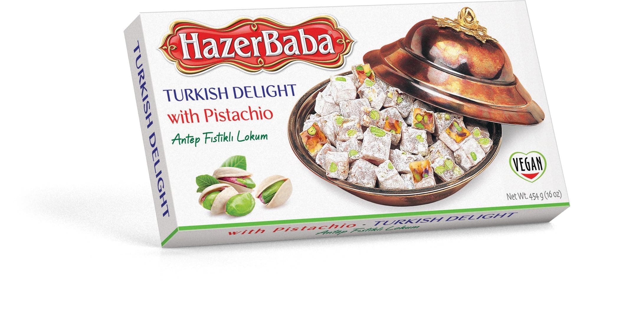 HazerBaba Turkish Delight with Pistachio, 16 Oz