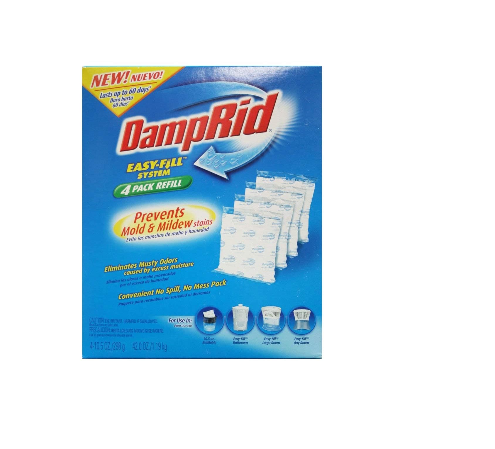 DampRidFG92 Moisture Absorber Easy-Fill System Refill, 4-10.5-Ounce Packets 2 pack
