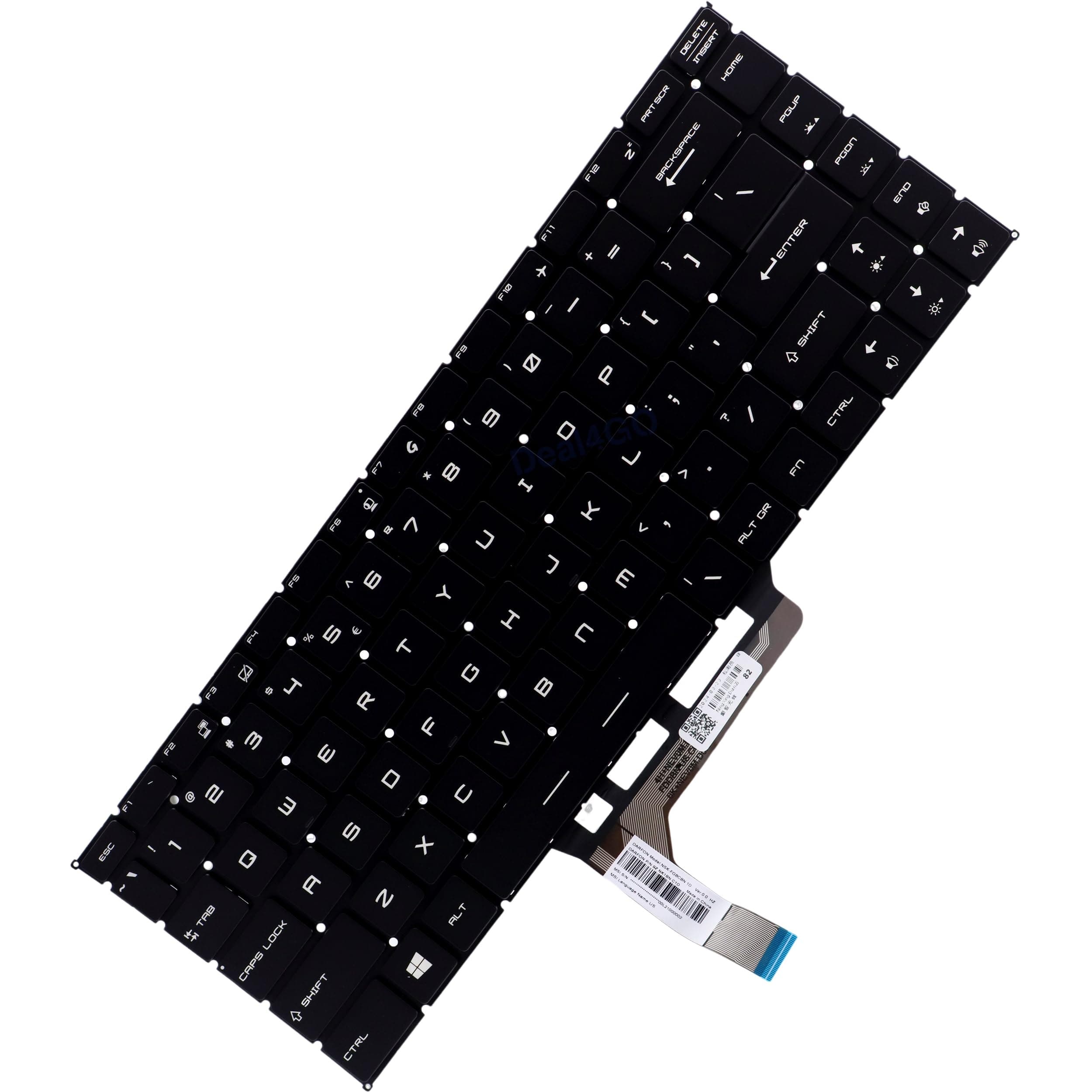 Deal4GO Single Color Backlit Keyboard Replacement for MSI GF65 Thin 10UE-047 9SD GS65 Stealth GF63 WS65 GS65VR PS63 MS-16W1/2 MS-16R6 MS-16Q4 - Black