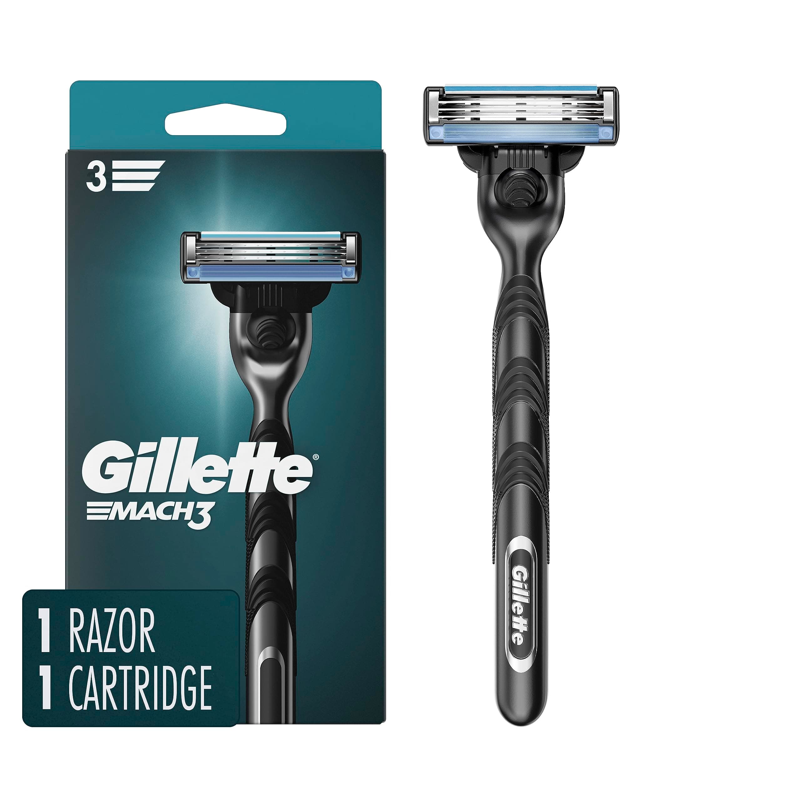 Gillette Mach3 Razor for Men, 1 Razor Handle + 1 Blade Refill
