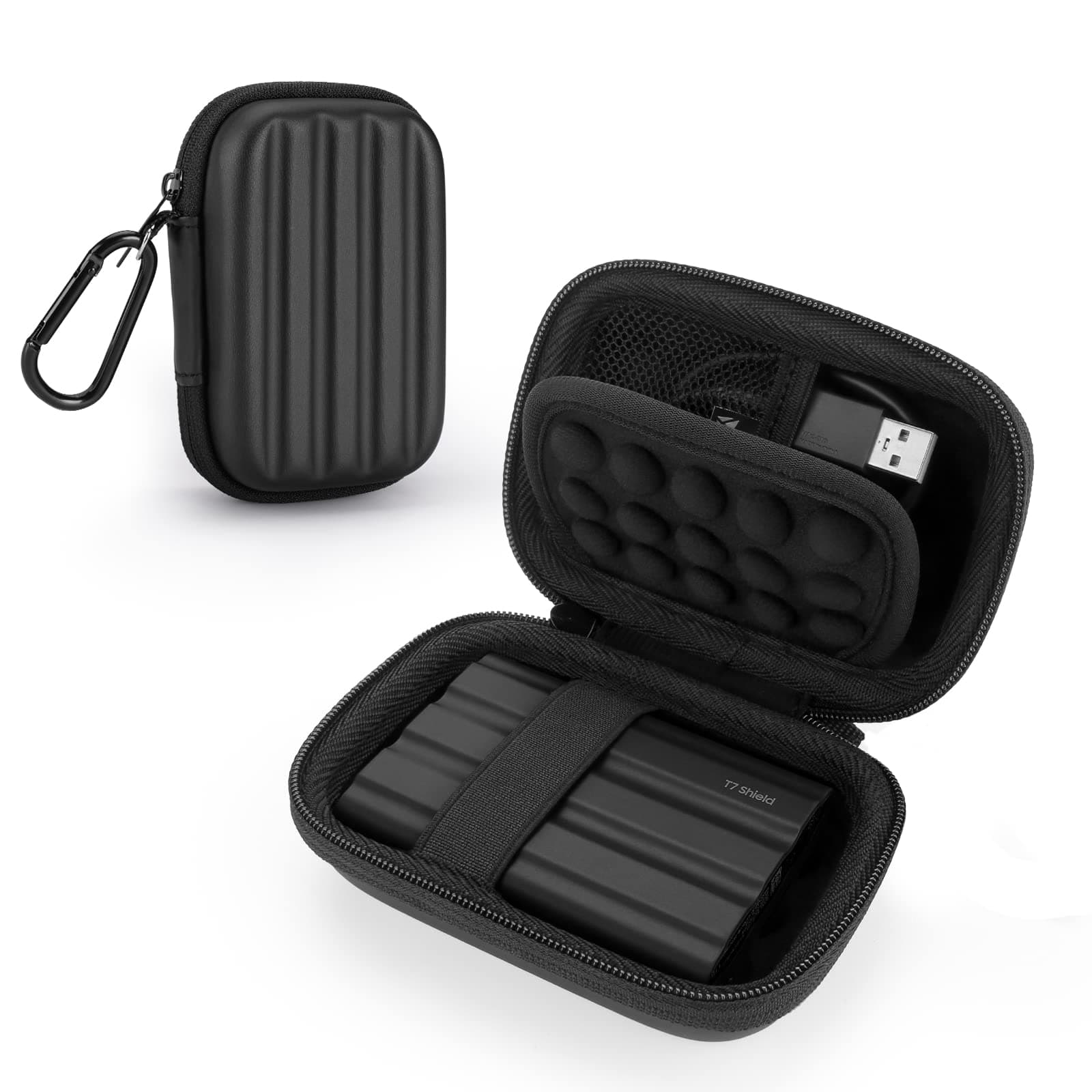 YINKE Case Compatible with Samsung T7 Shield/ T9 / T7 Touch Portable SSD USB 3.2 1TB, 2TB, 500GB, Hard EVA Portable Travel Storage Protective Cover (Black)