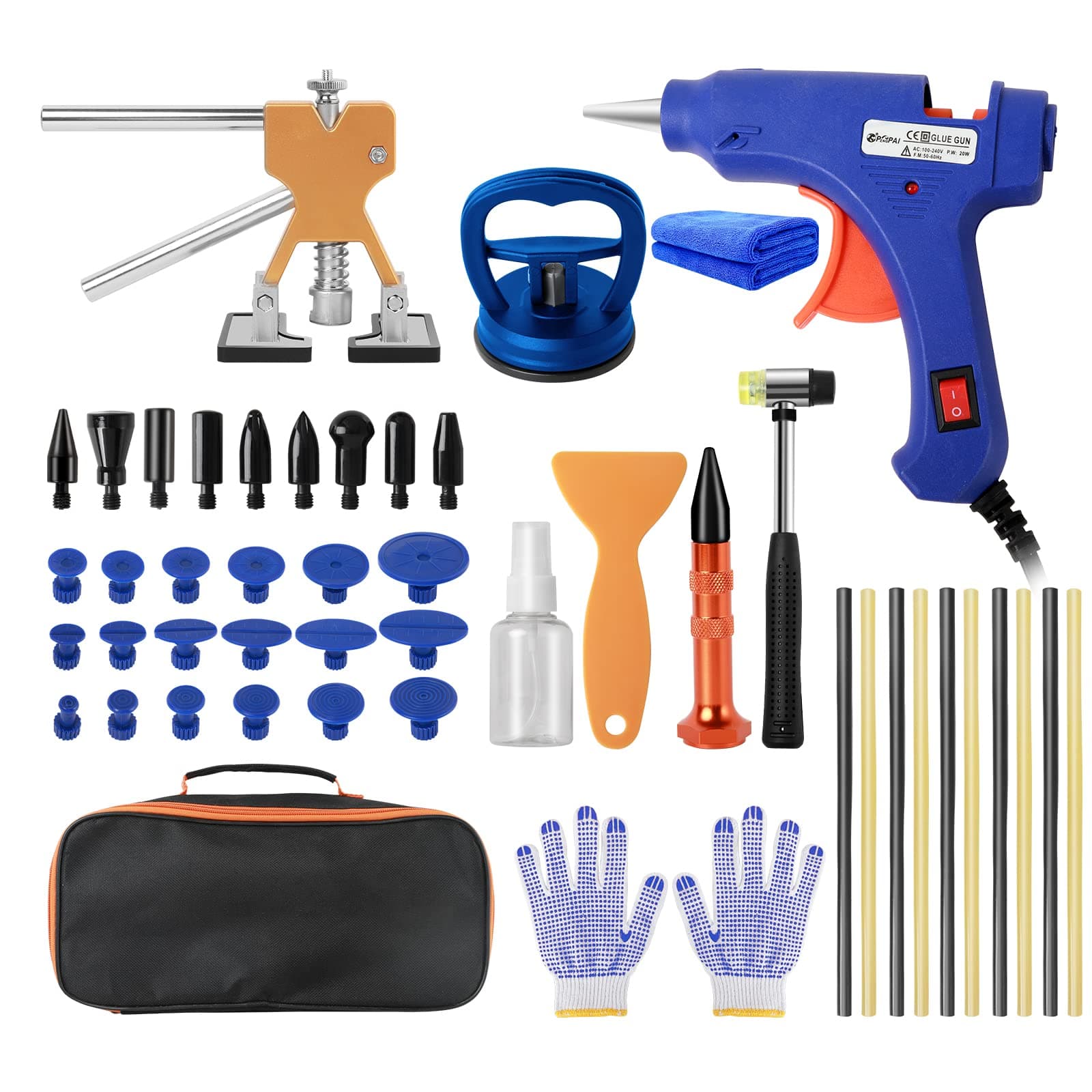 LarlarsaCar Dent Puller Kit - Adjustable & Paintless Dent Repair Kit, Mini Dent & Deep Dent Remover Tool for Car & Ding Hail Dent