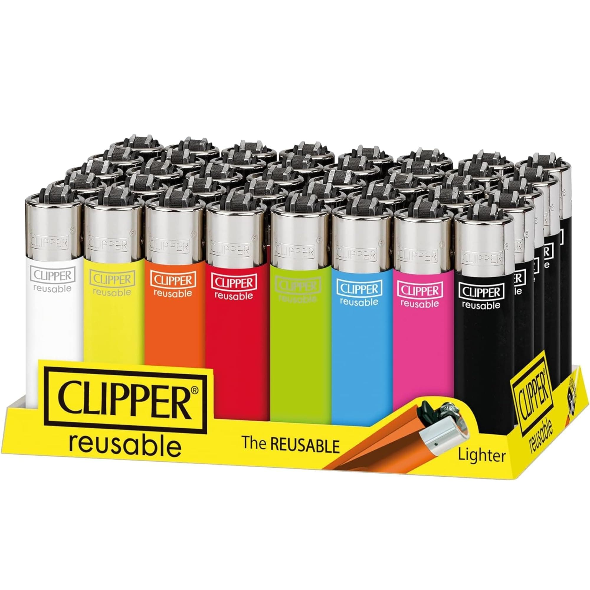 Clipper Lighter Solid Colors Refillable With Refillable Flint - Pack of 10 & 40 (40)
