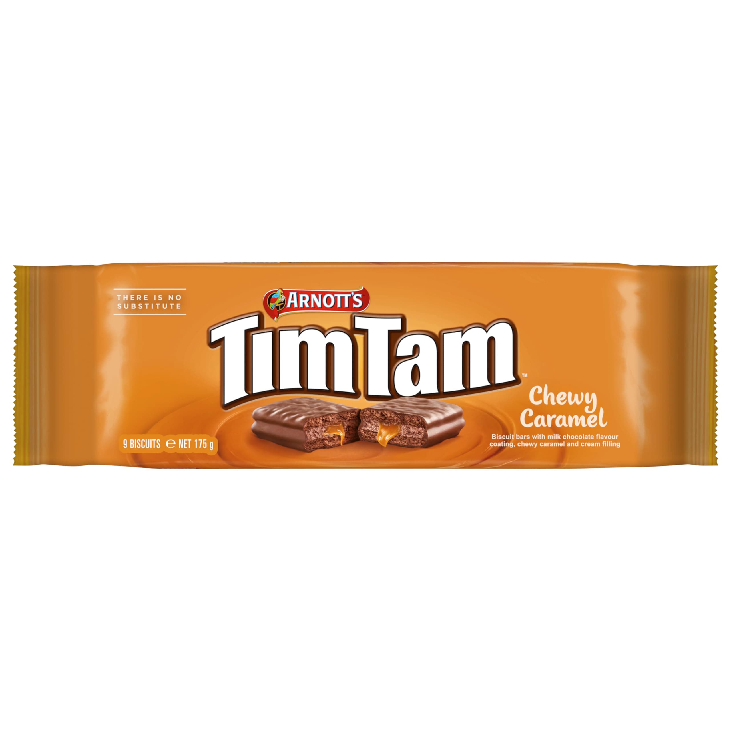 Arnott’s Tim Tam Biscuits Bars with Milk Chocolate Flavour Coating, Chewy Caramel 175g