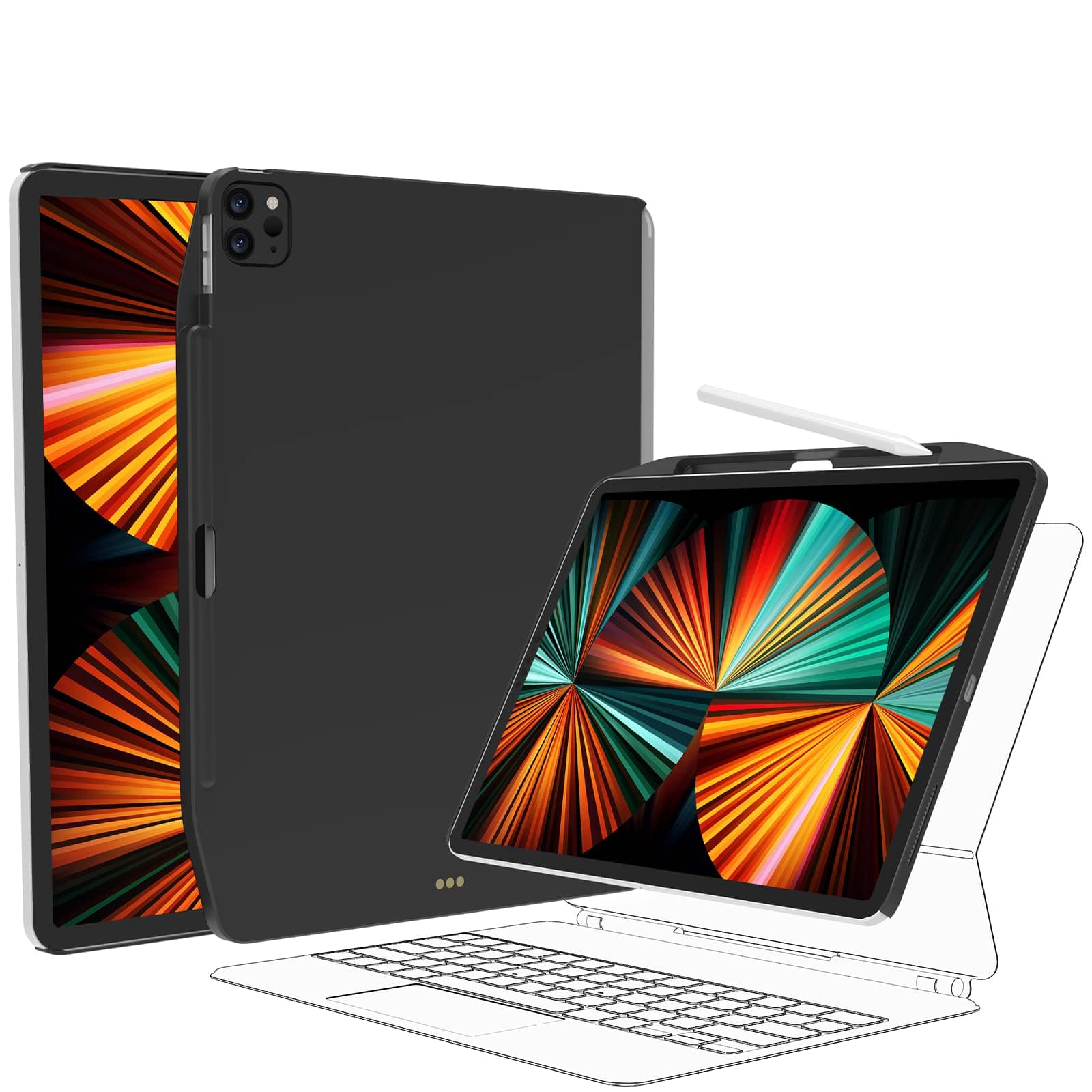 SwitchEasyCoverBuddy iPad Pro 12.9" Case Compatible With Magic Keyboard & Smart Keyboard Folio | With Pencil Holder | for 2021-2022 iPad Pro 12.9" 5th-6th Gen - Black