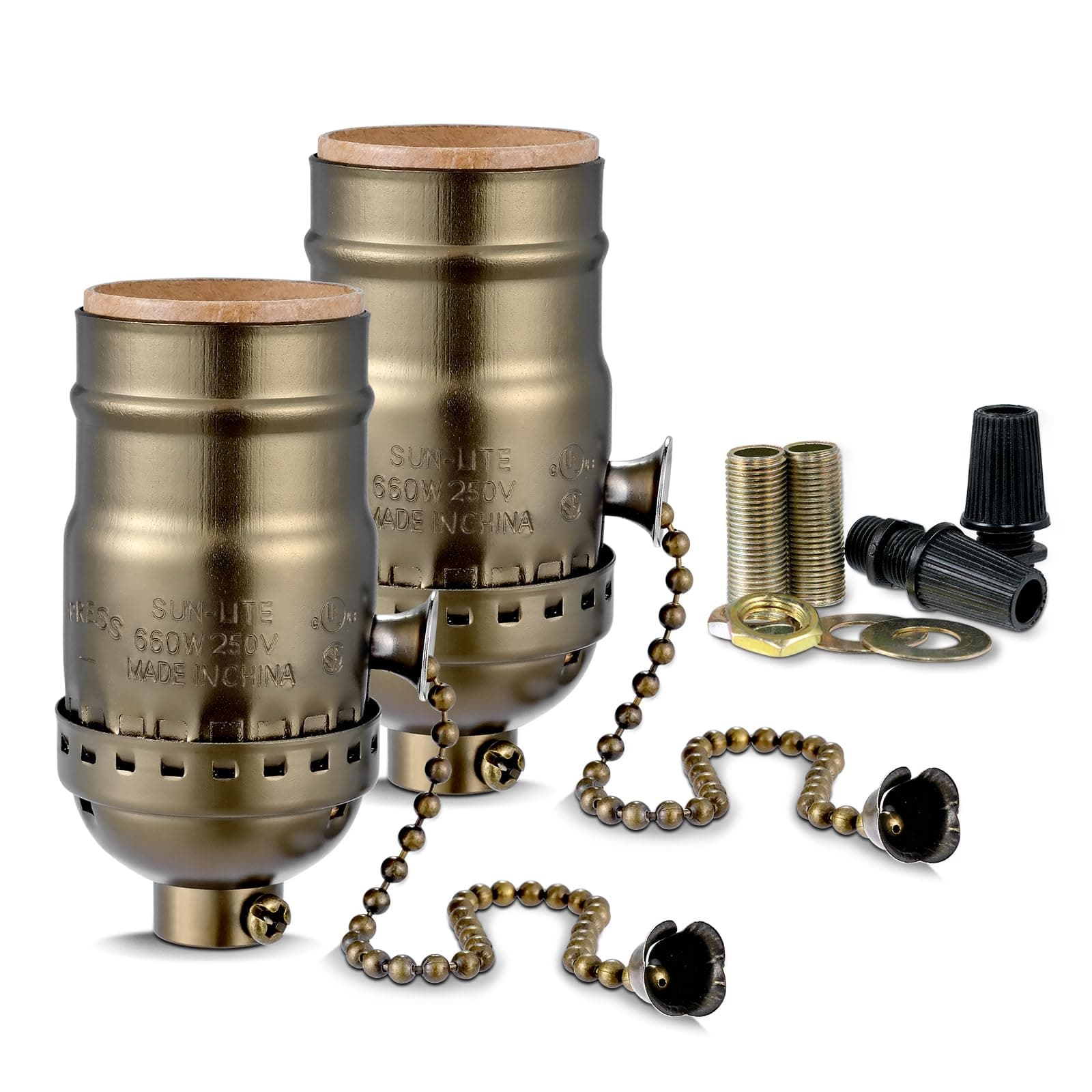 Pull Chain Light Socket Replacement,E26 Standard Screw Lamp Socket,Bulb Socket with Pull Chain Lamp Switch for Table and Floor Lamp,UL Listed