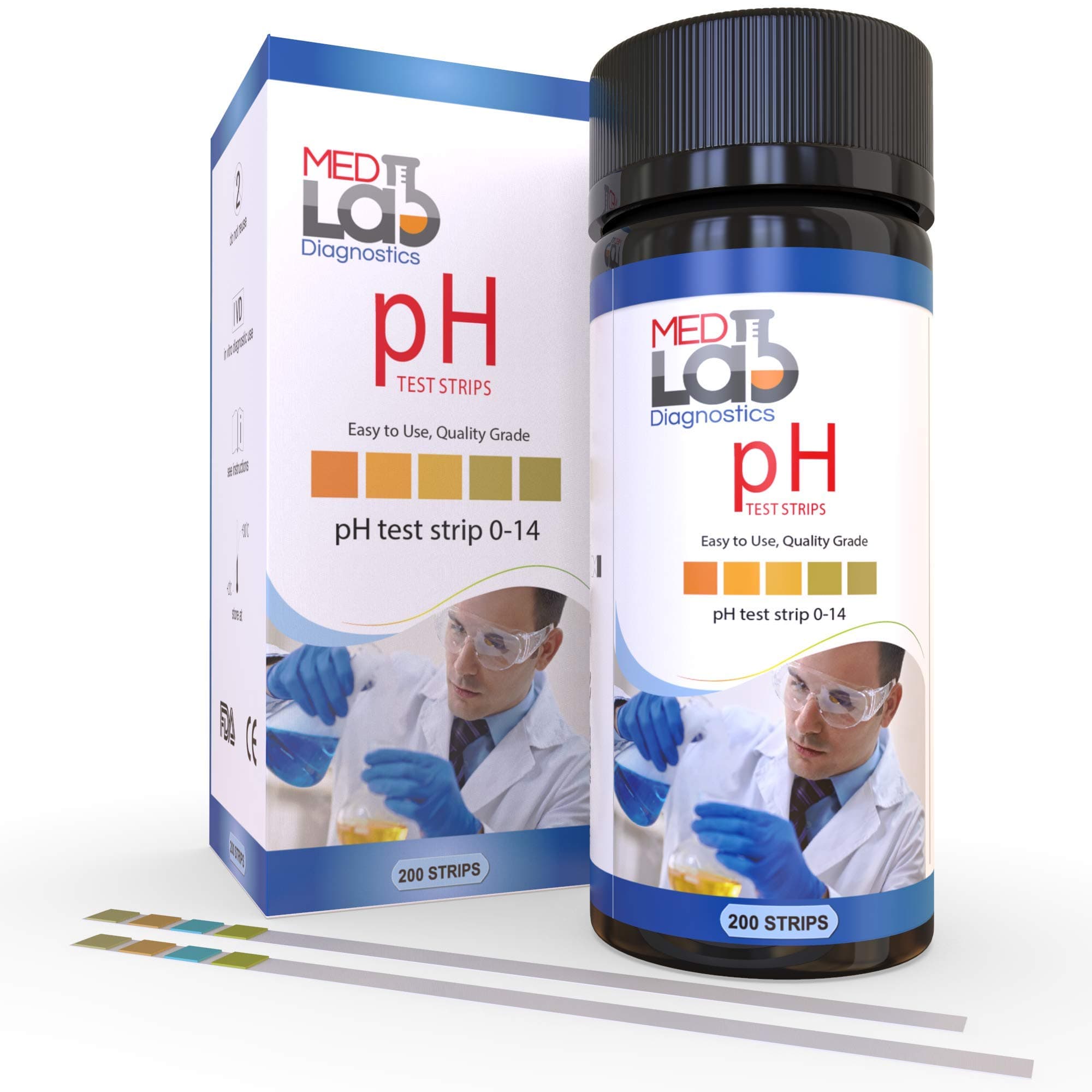 pH Test Strips - 200 Litmus Paper pH Test Strips for Urine and Saliva Level Testing (PHUNIV) - 0 to 14 Universal Plastic pH Strips Drinking Water, Kombucha, Pool, Spa, Hotub, Soap, & Urine and Saliva