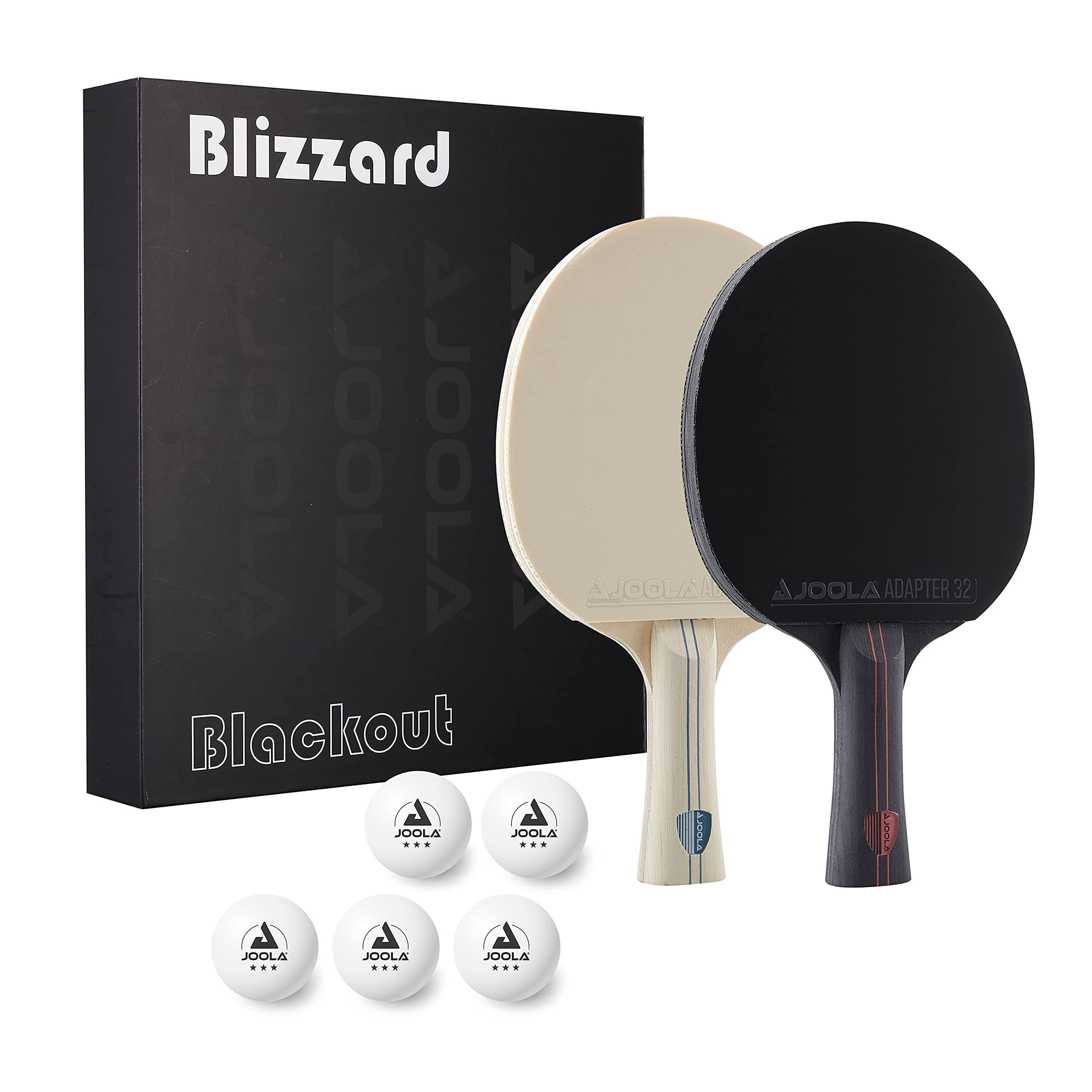 Blizzard & Blackout - Competition Ping Pong Paddle Set - Includes 2 Table Tennis Rackets, 5 Ping Pong Balls, and Storage Box - Indoor and Outdoor Compatible