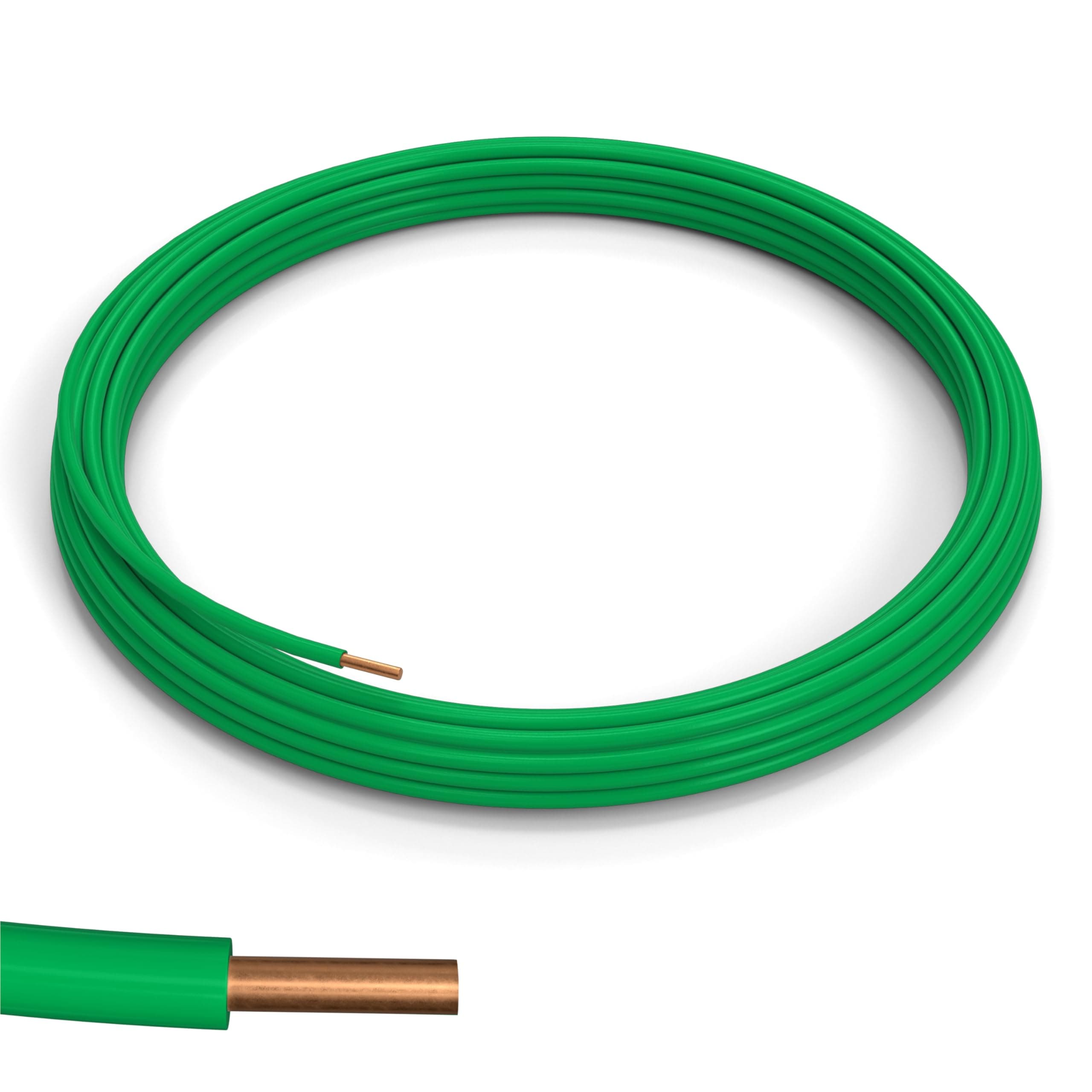 10 AWG Insulated Solid Copper THHN/THWN Wire 25 FT - 10 Gauge Ground Wire for Electrical Grounding in Residential, Commercial, Industrial Buildings - 25 Feet (7 Meters), Green