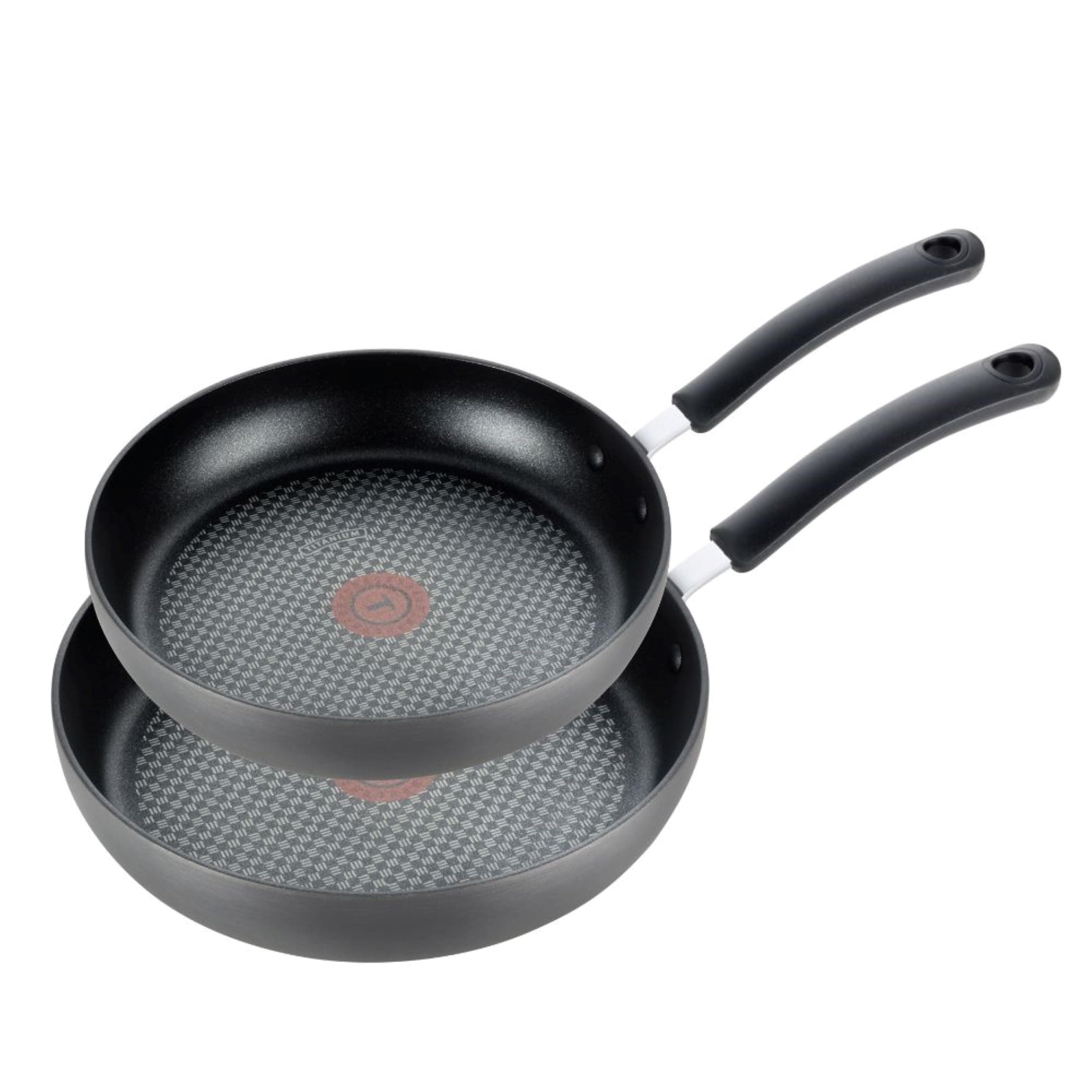 T-fal 8400001950 E765S274 Ultimate Hard Anodized Scratch Resistant Titanium Nonstick Thermo-Spot Heat Indicator PFOA Free 10/12-Inch Cookware Set, 2-Piece, Gray, Aluminum
