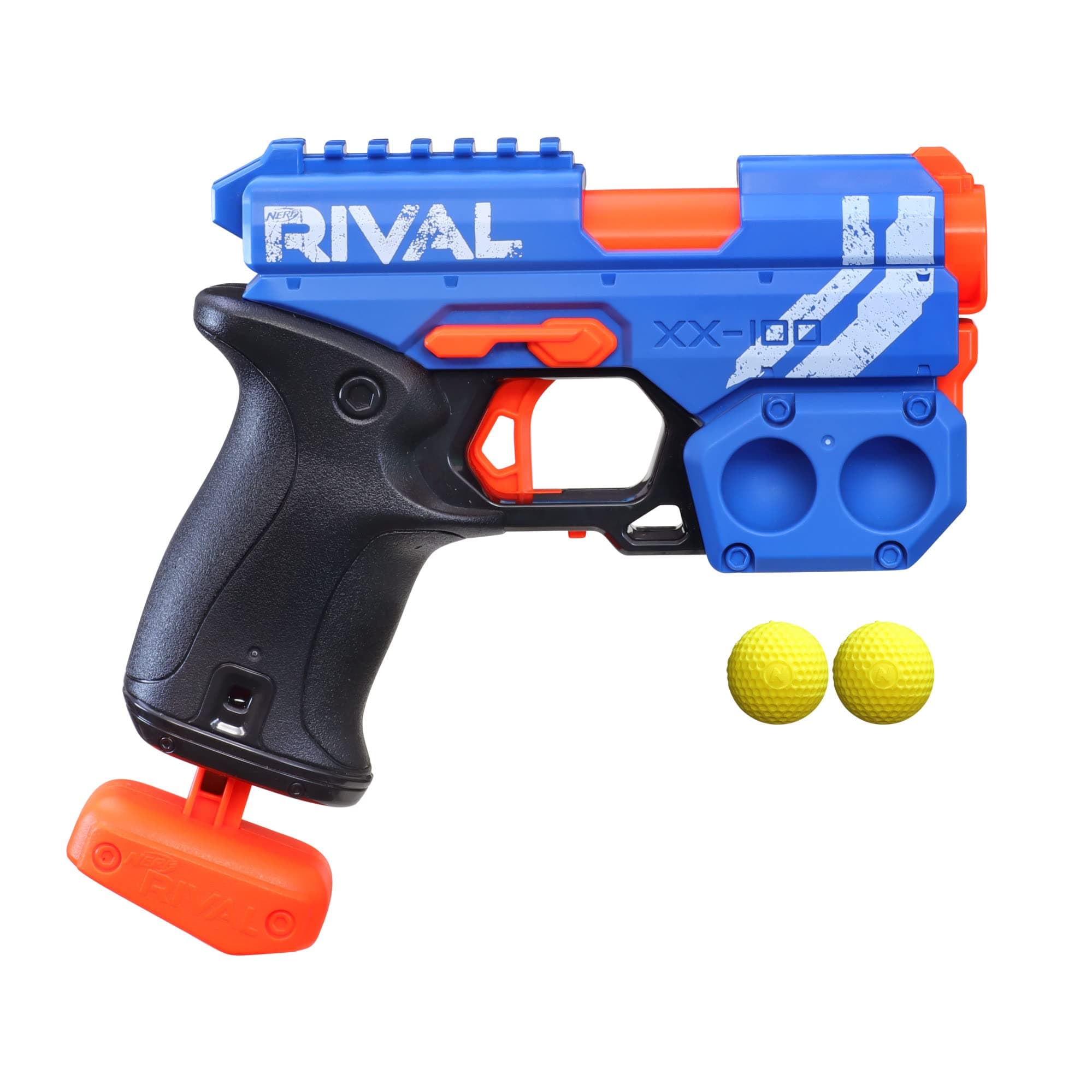 Nerf Rival Knockout XX 100 Blaster Round Storage, 90 FPS Velocity, Breech Load Includes 2 Official Rival Rounds Team Blue, E6594UF1, NERF KNOCKOUT