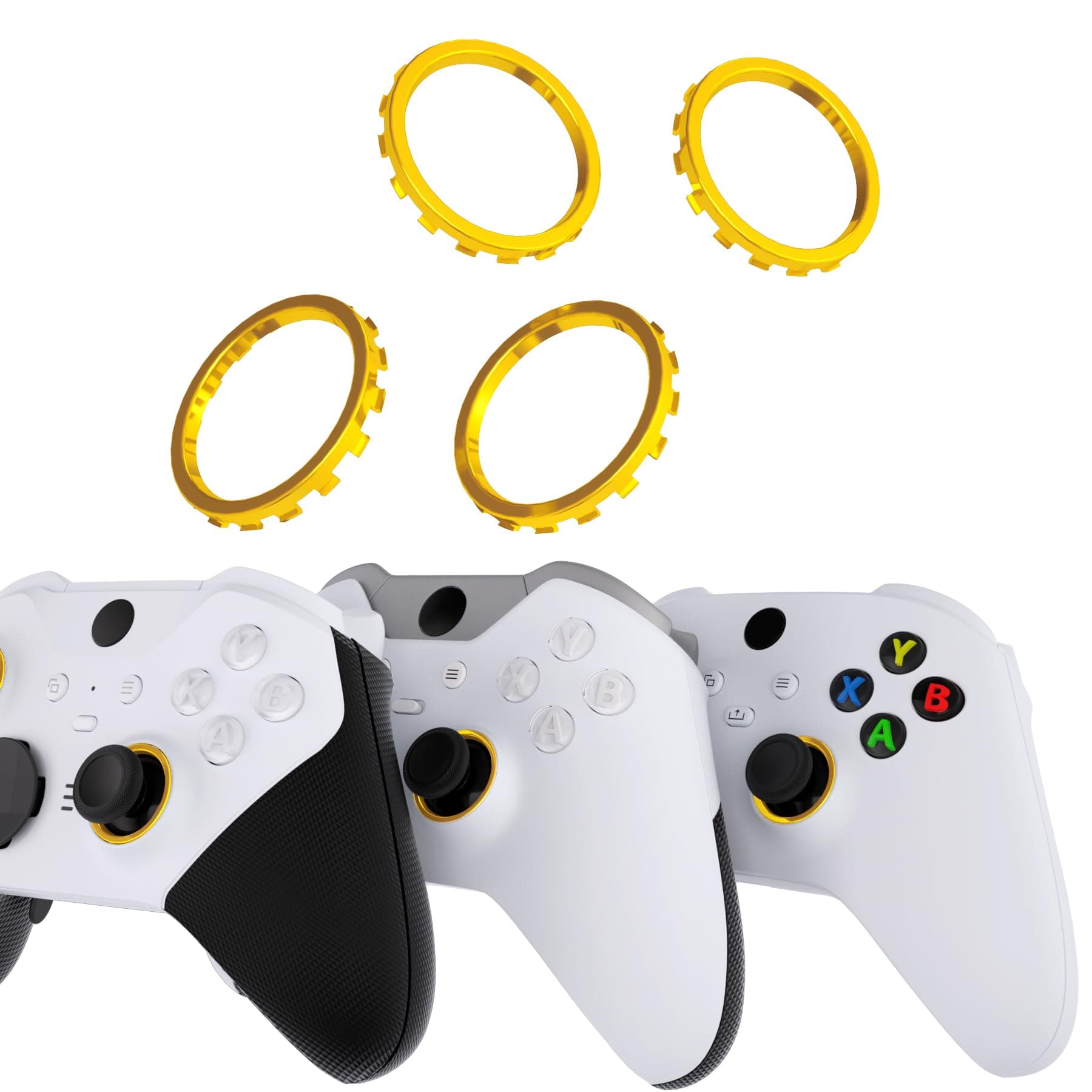 eXtremeRate Replacement Accent Rings for Xbox Elite Series 2 Core | for Elite Series 2 | for Xbox One Elite | for eXtremeRate ASR Version Shell for Xbox Series X/S Controller - Chrome Gold