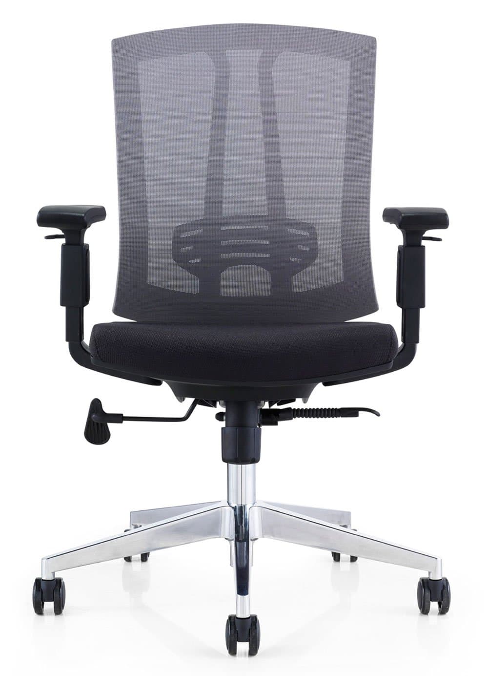 Hampton Lota Mid-Back Work Chair with Mesh Back and Polished Aluminum Base for Office or Computer Desk, Black