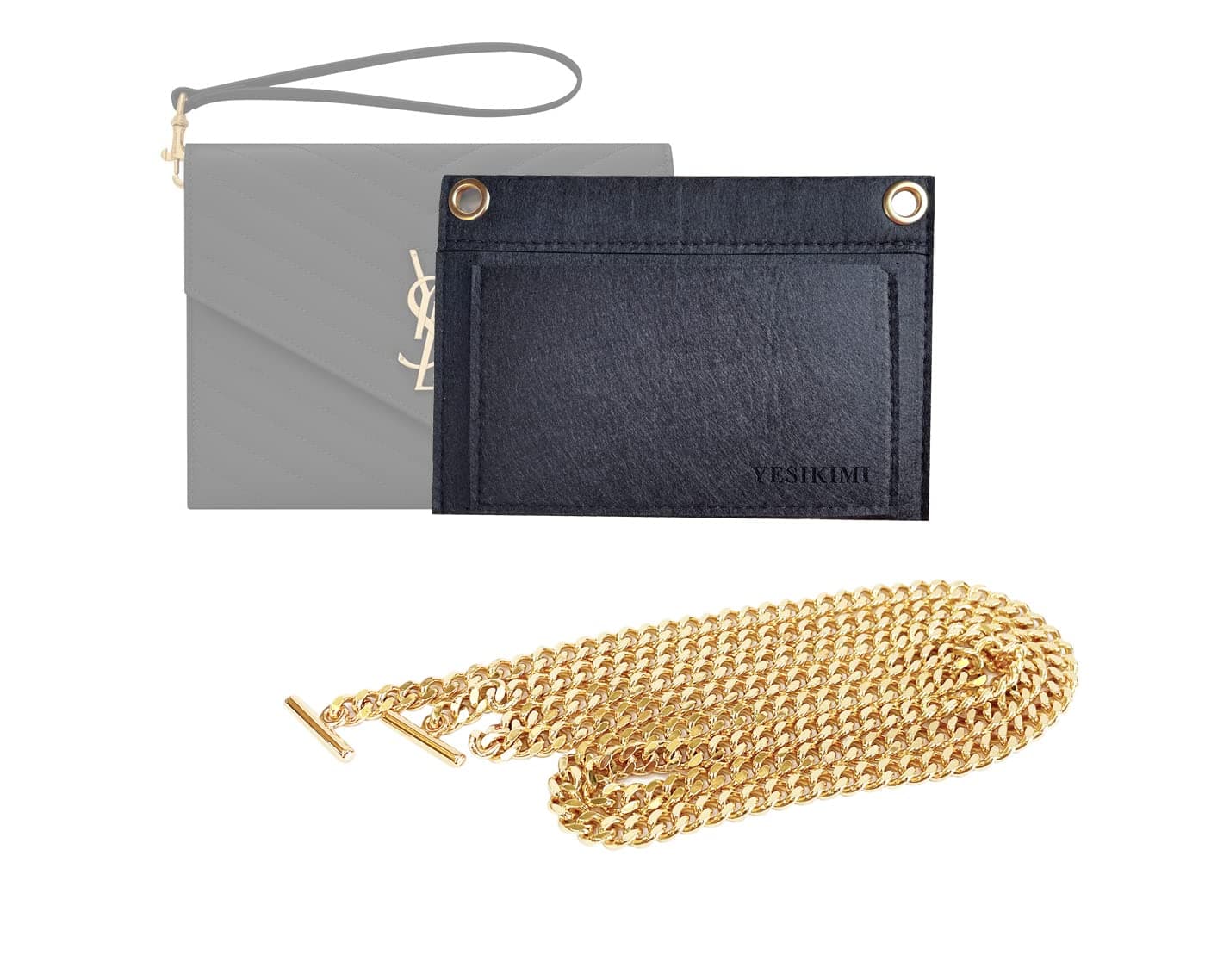 YESIKIMI MONOGRAM Clutch Conversion Kit Premium Felt Inset With 120cm Chain For her