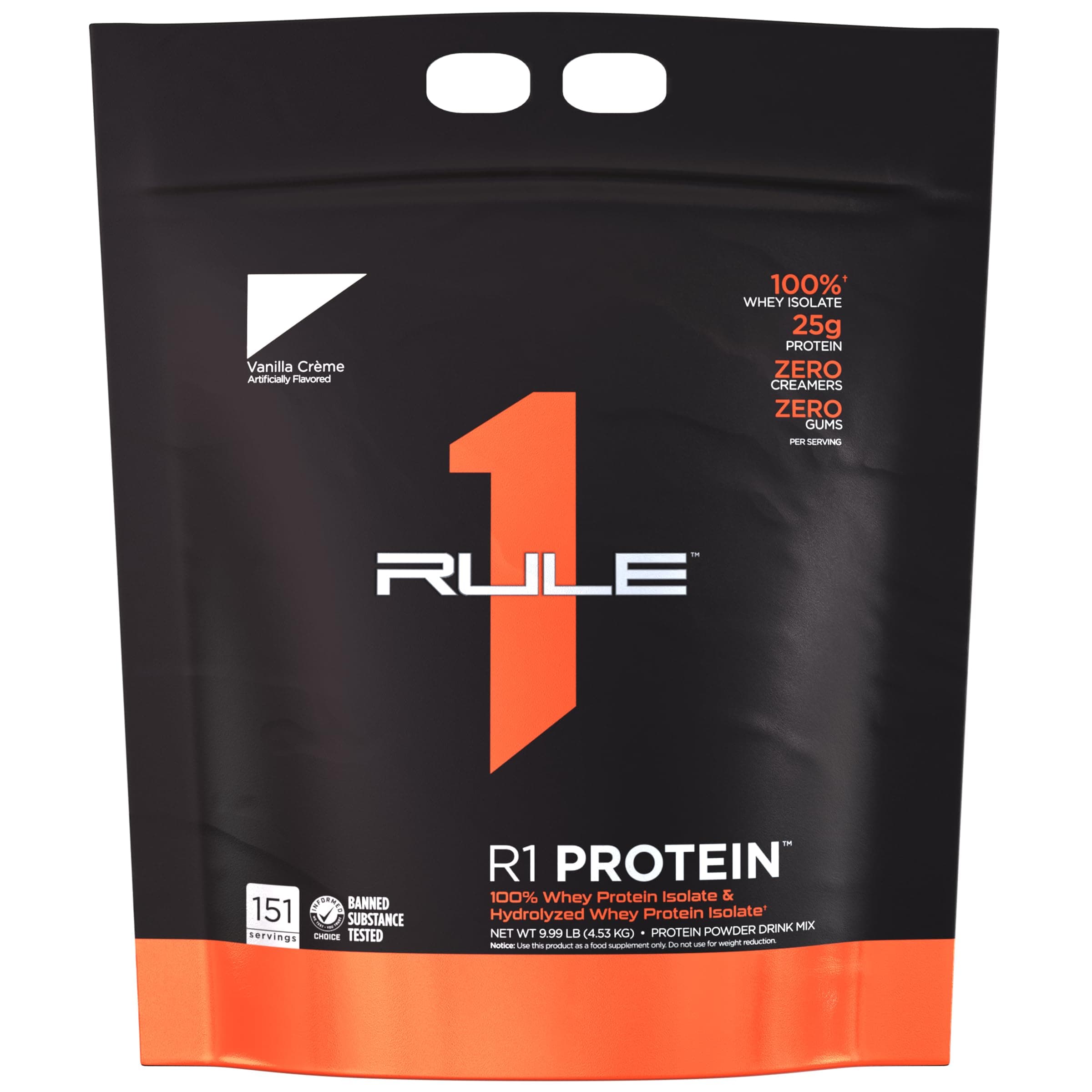 Rule One Proteins, R1 Protein - Vanilla Crème, 25g Fast-Acting, Super-Pure 100% Isolate and Hydrolysate Protein Powder with 6g BCAAs for Muscle Growth and Recovery, 10lbs