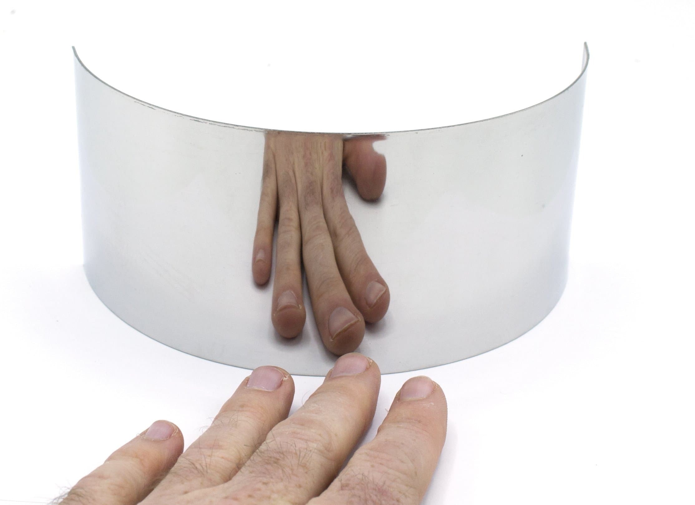 EISCO Plane Half Cylinder Convex Stainless Steel Mirror for use with Ray Box - 6.25" x 2.875" - 1mm Thick Approx.