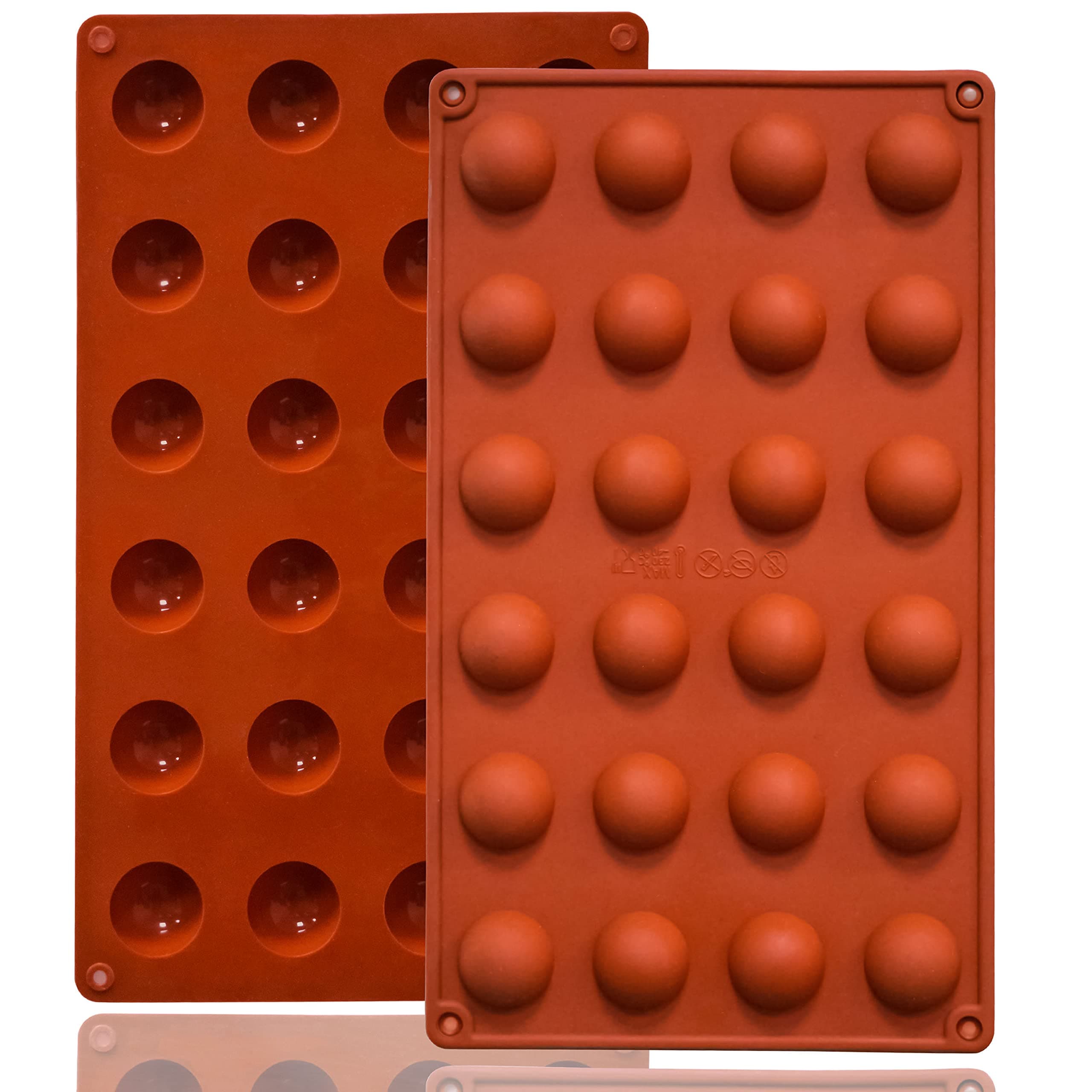 Lerykin Mini 24-Cavity Semi Sphere Silicone Molds Non-Stick, 2 Packs Half Sphere Silicone Baking Molds for Making Jelly, Chocolates and Cake