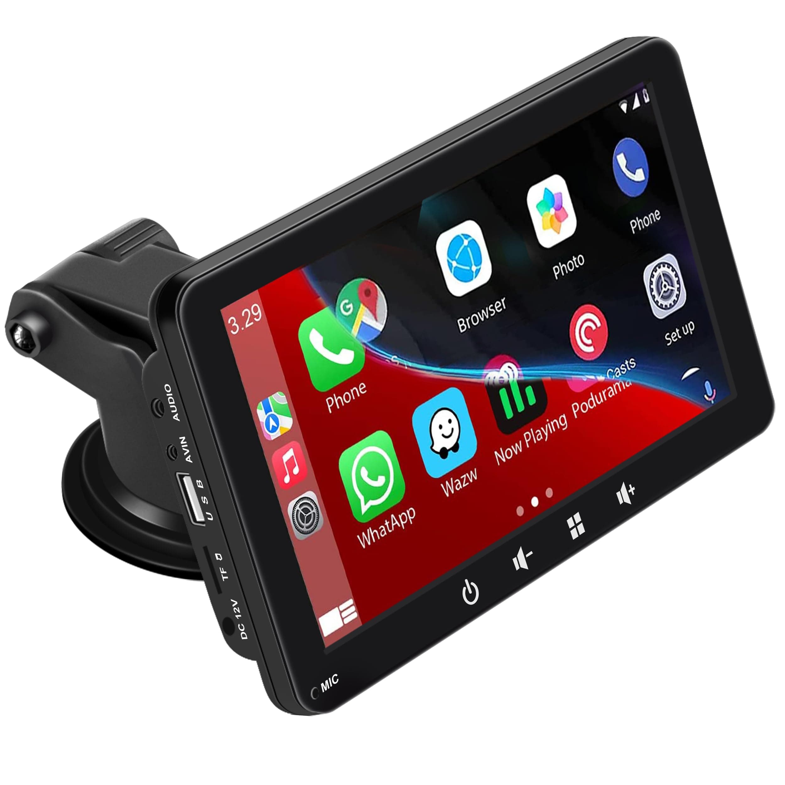 Lyssiefeel Portable Car Stereo,for Wireless Apple Carplay & Android Auto,7 Inch 1080P HD Touch Screen Radio with BT 5.0, Mirror Link Support Truck RV Dash Mount
