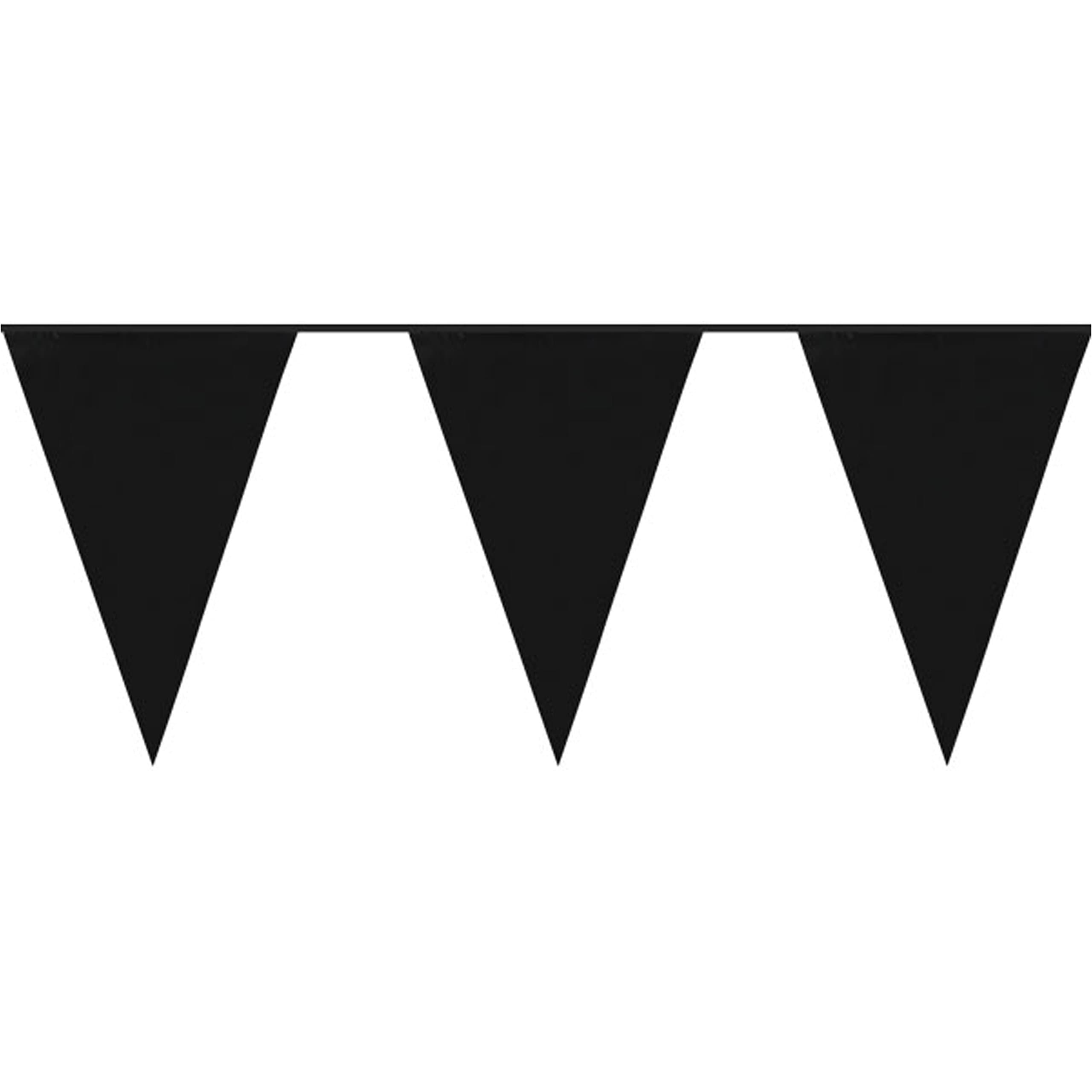 Diamante Crafts 10m / 32 ft Solid Colour Bunting - Flag Banner Pennant Party Decoration Garland (Black - Solid Colour Banner)