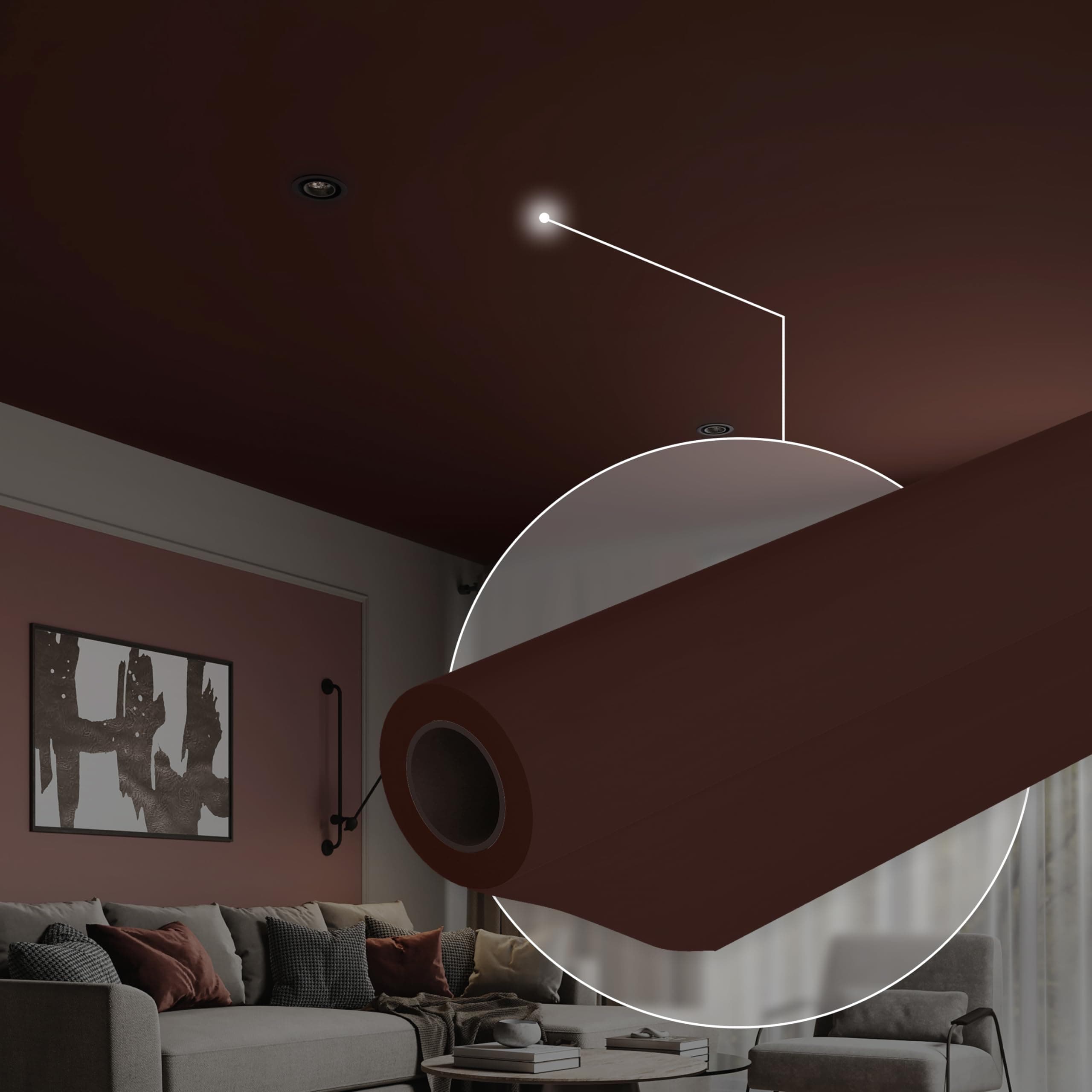 Ceiling Decor Film - Brown Matt PVC Stretch Ceiling - Room Ceiling Covering Kit, DIY Installation for Modern Ceiling Design fits Kit #27 Film Size 11'10'' * 19'9''