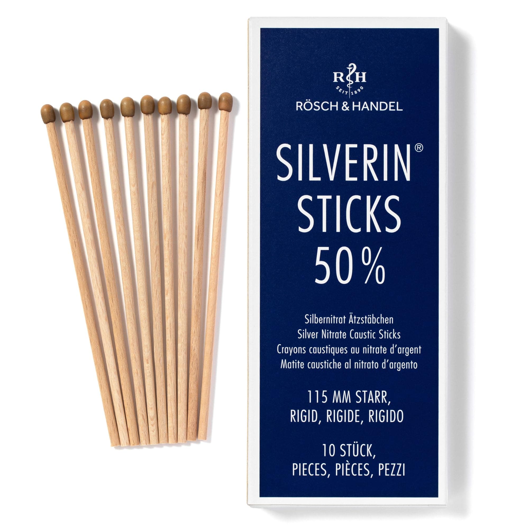 Rösch & Handel SILVERIN Silver Nitrate Caustic Sticks 10pcs. 4.5" Rigid
