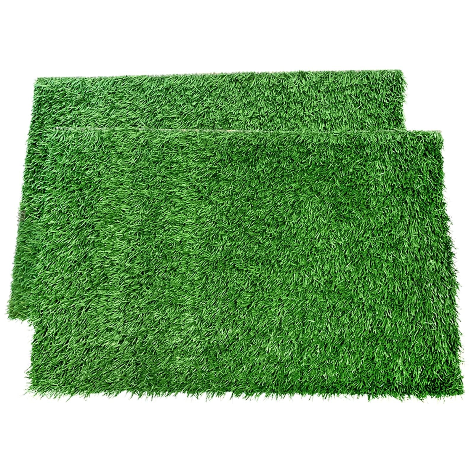 LOOBANI Dog Grass Pee Pads, 2 Pack Artificial Grass Pads for Potty Tray, Fake Grass for Dogs to Pee On, Outdoor Indoor Pee Grass for Dog Potty (18*23 inch)