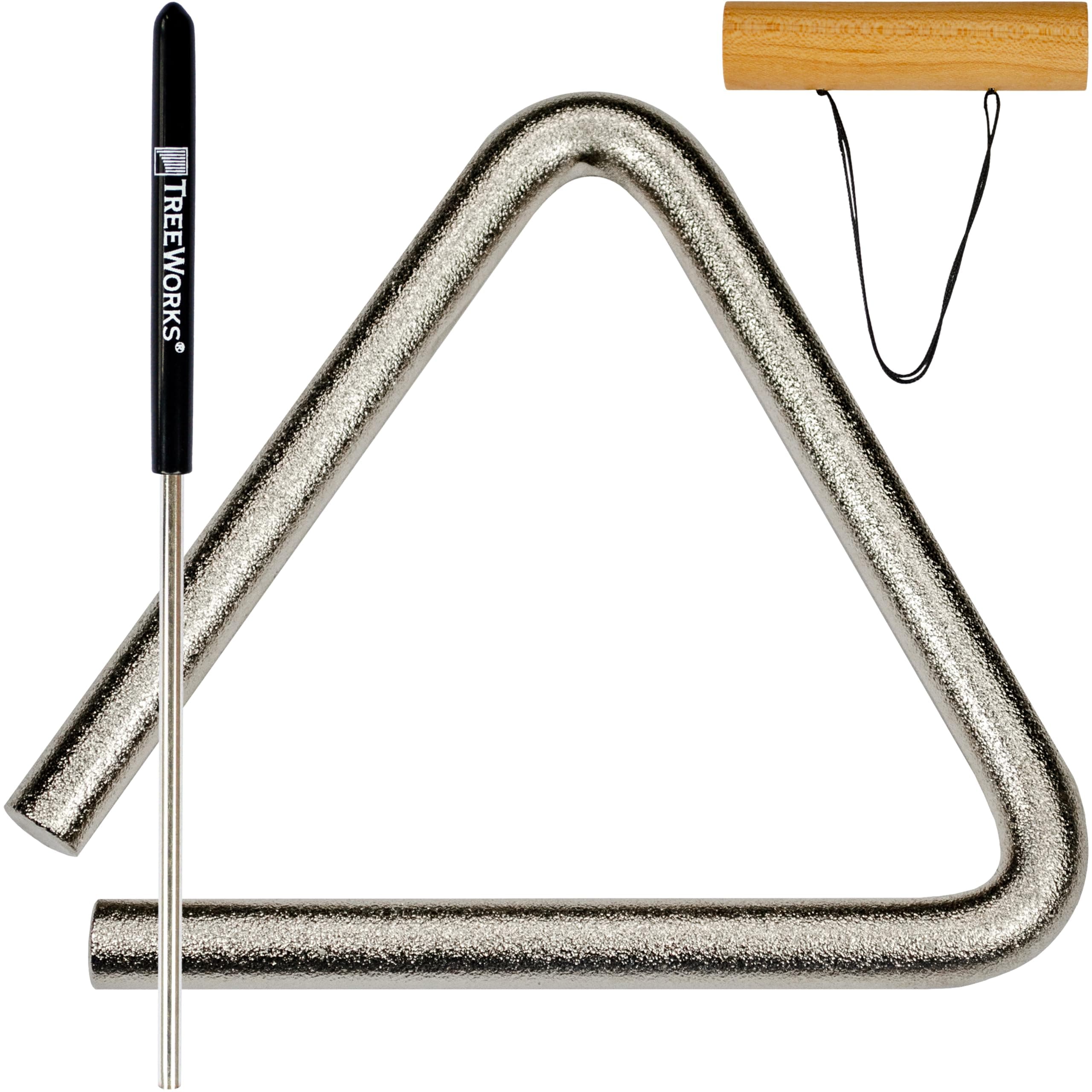 TreeWorks Chimes 6" Triangle Percussion Musical Instrument — MADE IN U.S.A. — with Beater/Striker and Holder, Professional Studio-Grade