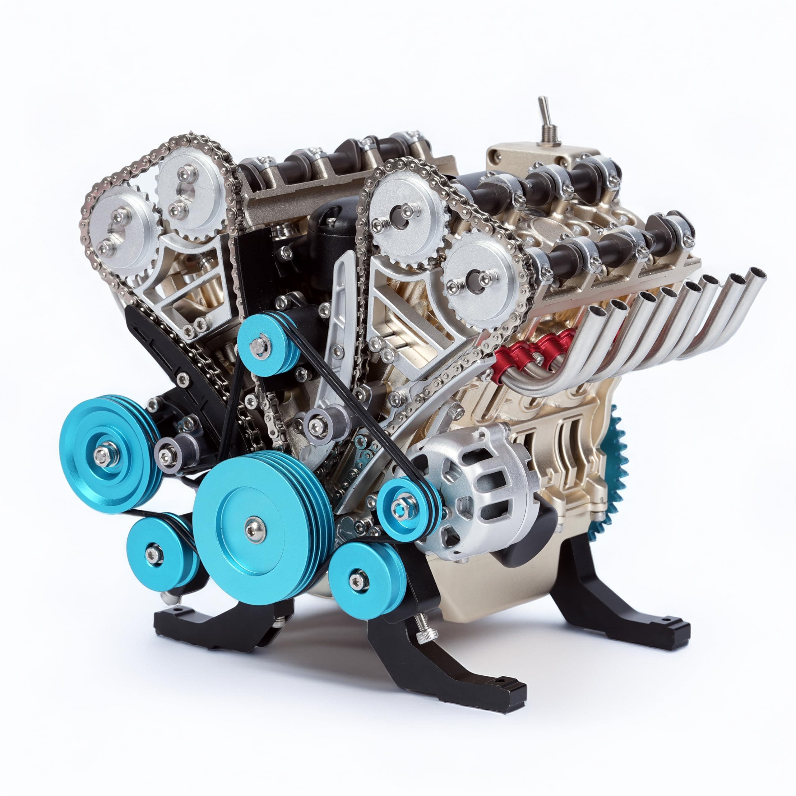 TECHING v8 Engine Model kit that Works Metal Mechanical Metal Assembly DIY Car Engine Model Kit 500+Pcs Educational Experiment (8 Cylinder Engine)