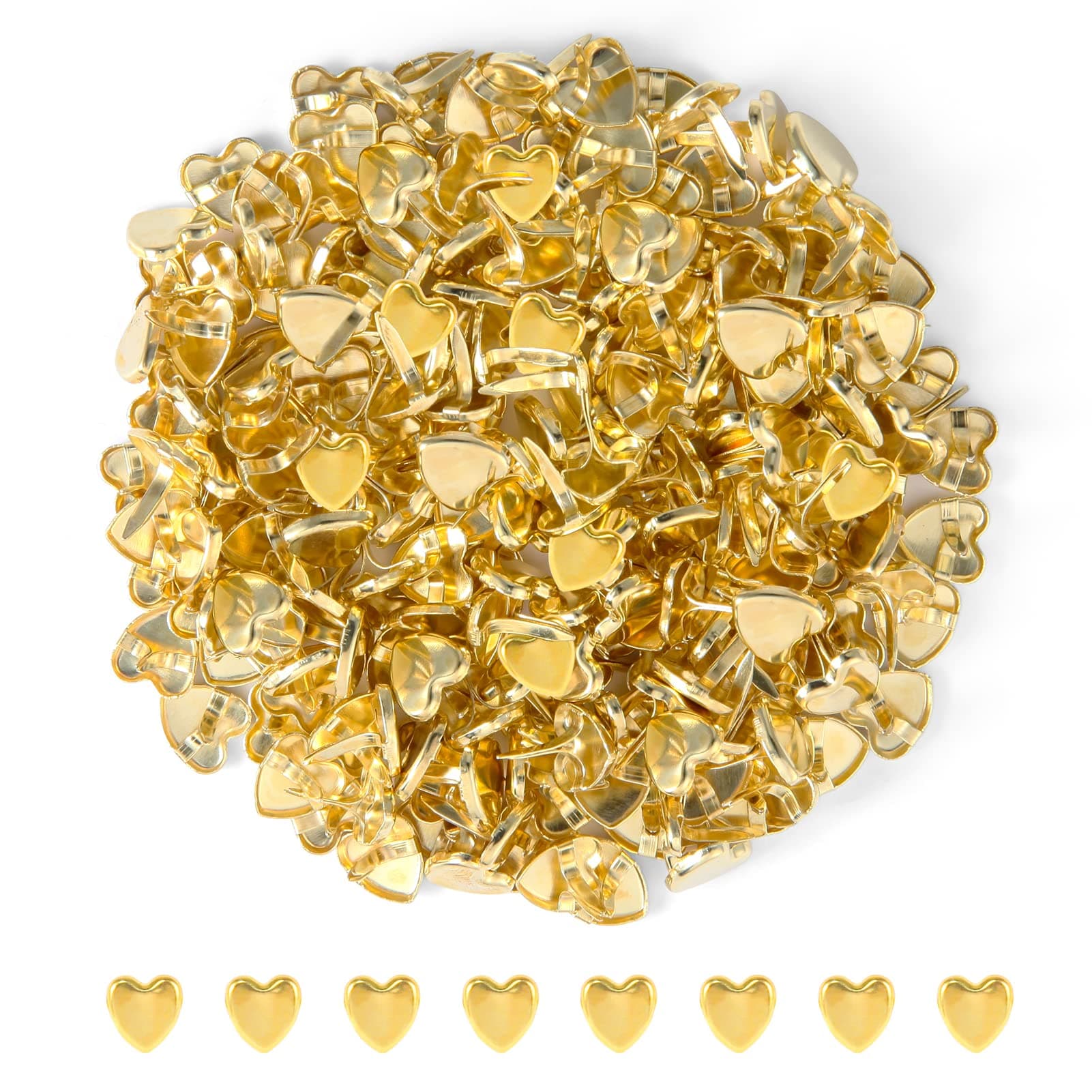 moinkerin 200 Pcs Paper Fasteners Split Pins Crafts 0.3 x 0.35inch Mini Brads for Paper Crafts Golden Brad Fasteners for DIY,Crafting,Scrapbooking,Stamping Brass Fasteners for Office (8x9mm)